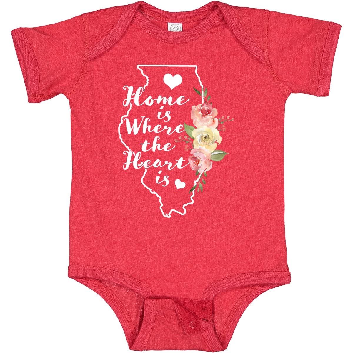 Inktastic Illinois Home is Where The Heart is Watercolor Baby Bodysuit - Soft Cotton Onesie for Newborns & Infants - Perfect for Family Photos, Baby Showers & Everyday Wear