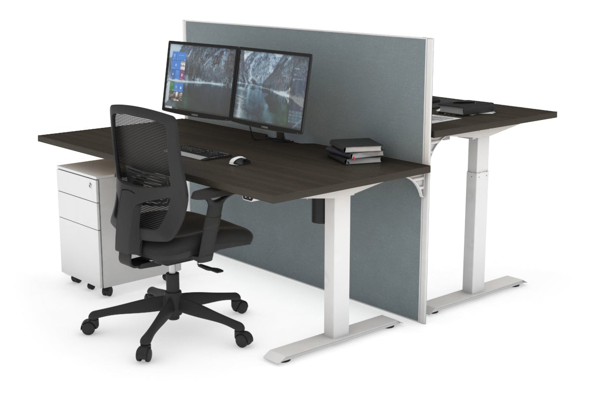 Height Adjustable 2 Person Workbench - 1600L x 800W with Cable Management - Perfect for Office, Workshop & Collaborative Workspaces