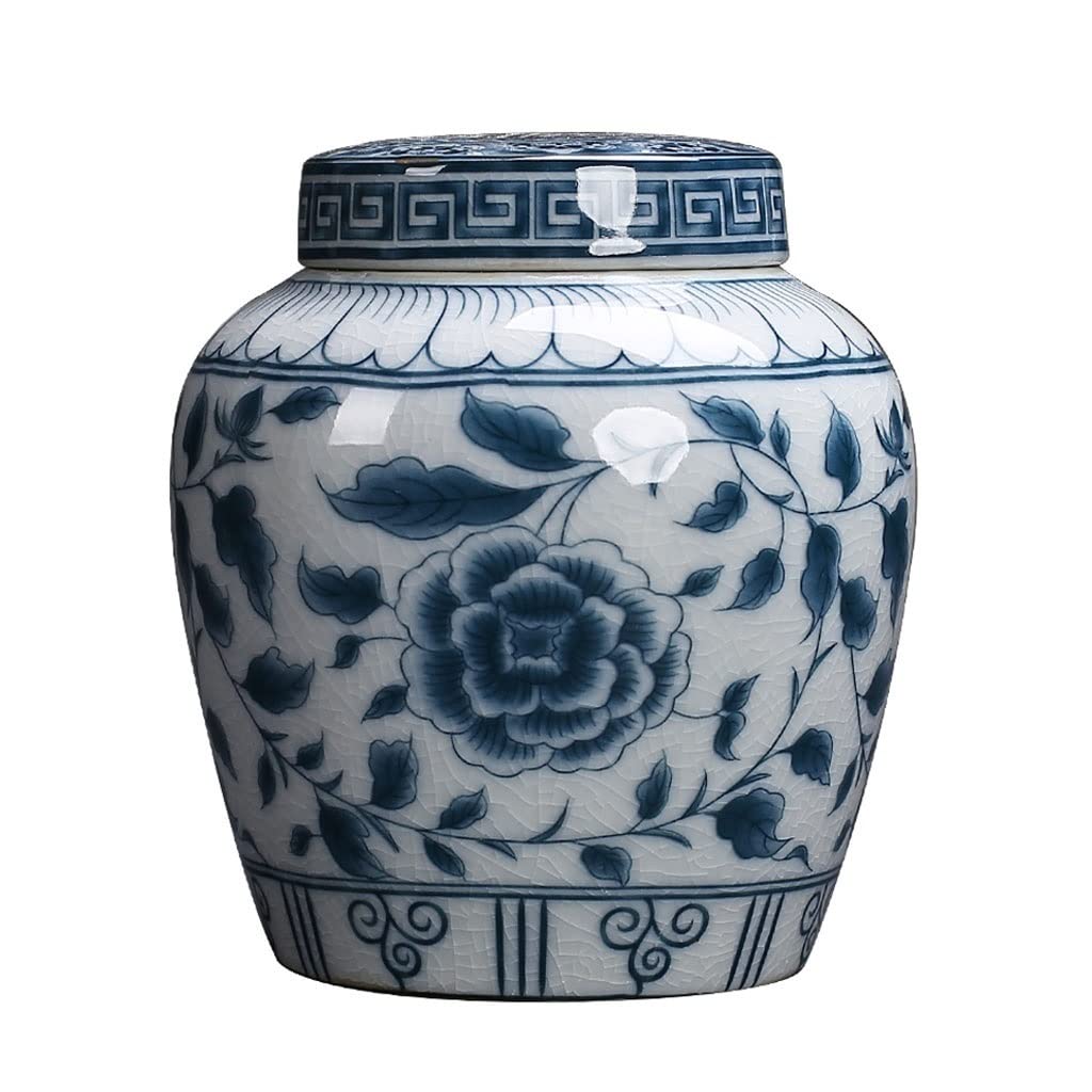Premium Ceramic Storage Jars with Sealed Lids - Traditional Elegant Pattern Tea Canisters & Food Containers for Kitchen - Ideal for Storing Spices, Tea, Coffee, Condiments (Large Size) | Perfect for Pantry Organization, Tea Ceremonies & Gourmet Cooking