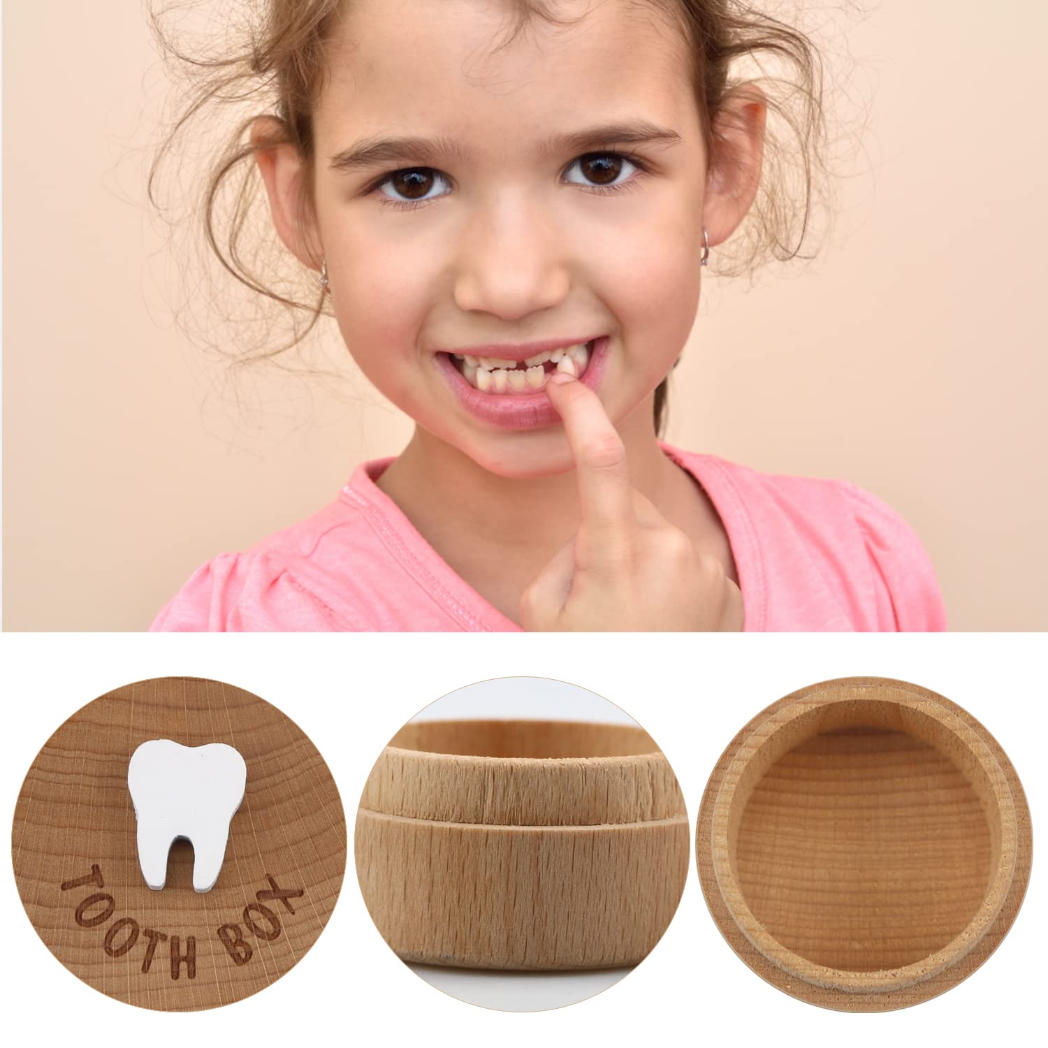 3D Carved Wooden Tooth Fairy Box - Keepsake Storage for Lost Baby Teeth | Perfect Gift for Boys & Girls (2-Piece Set) | Great for First Tooth Milestones & Childhood Memories