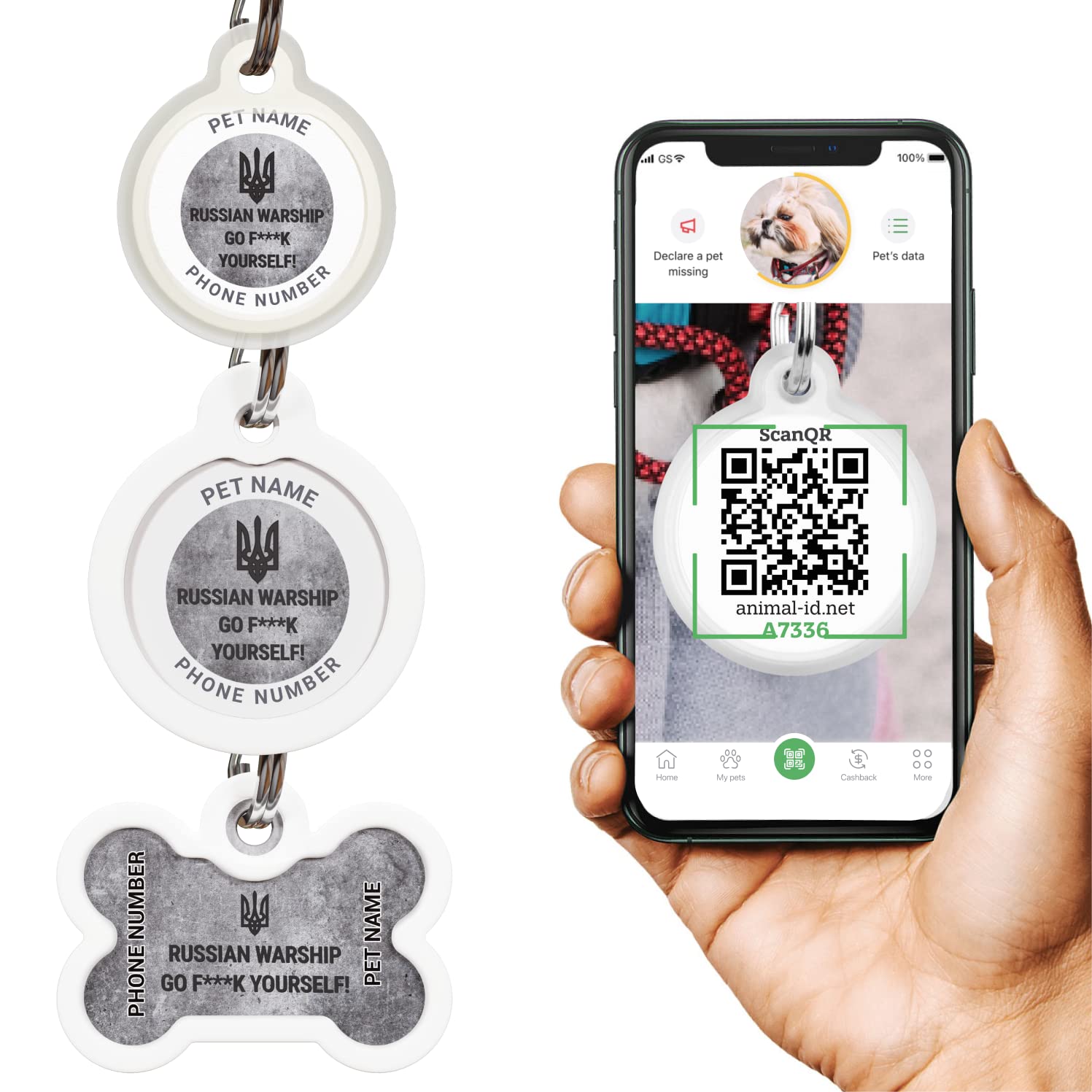 Personalized Dog Tags for Pets - Engraved QR Code Pet ID Tags with Online Profile - Custom Dog & Cat Name Tags - Funny & Stylish Pet Accessories for Dogs & Cats - Perfect for Travel, Safety & Daily Walks