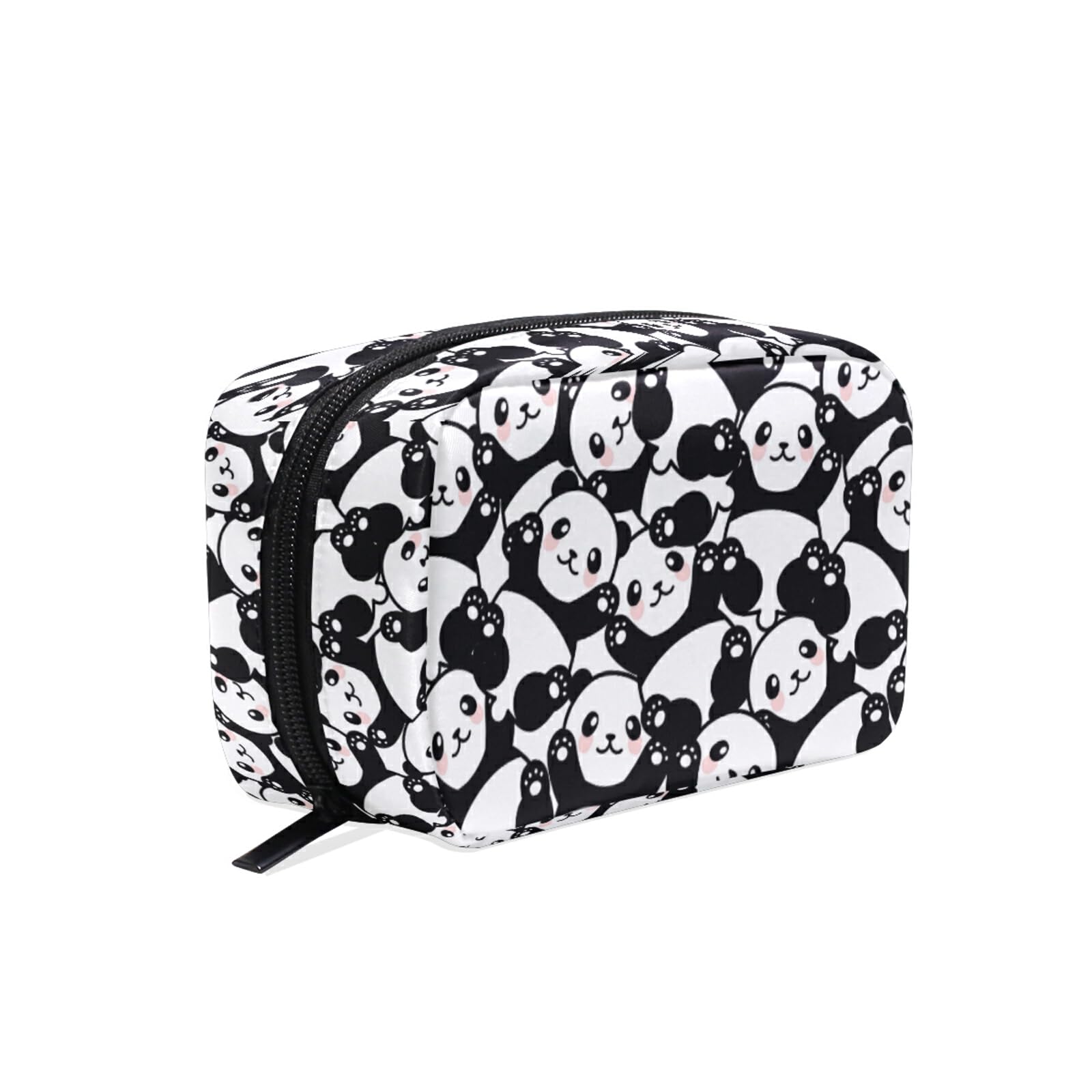 Cute Panda Pattern Small Cosmetic Bag for Women & Girls - Travel Makeup Organizer with Multiple Compartments - Perfect for Toiletries, Cosmetics & Travel Essentials