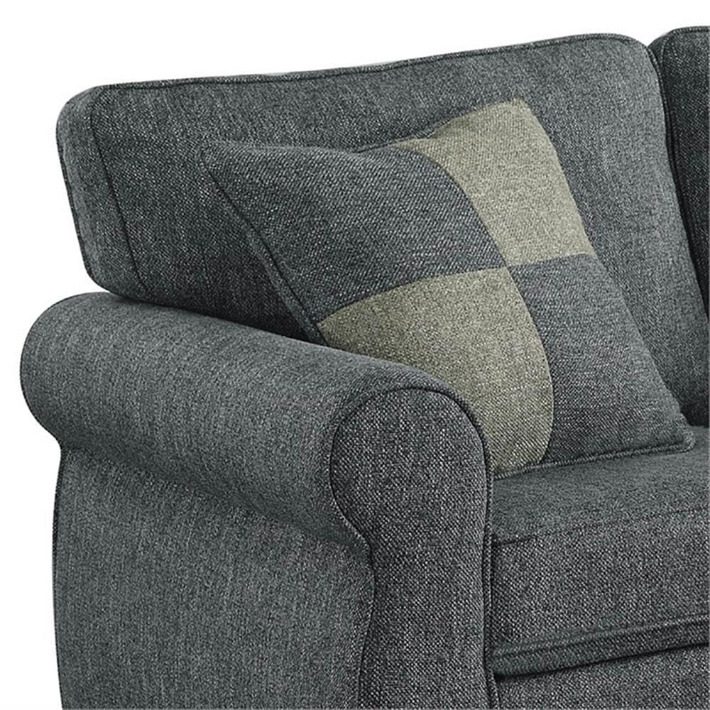 Furniture of America Adella Transitional Fabric Loveseat Sofa - Dark Gray Upholstered Small Couch for Living Room, Apartment & Office