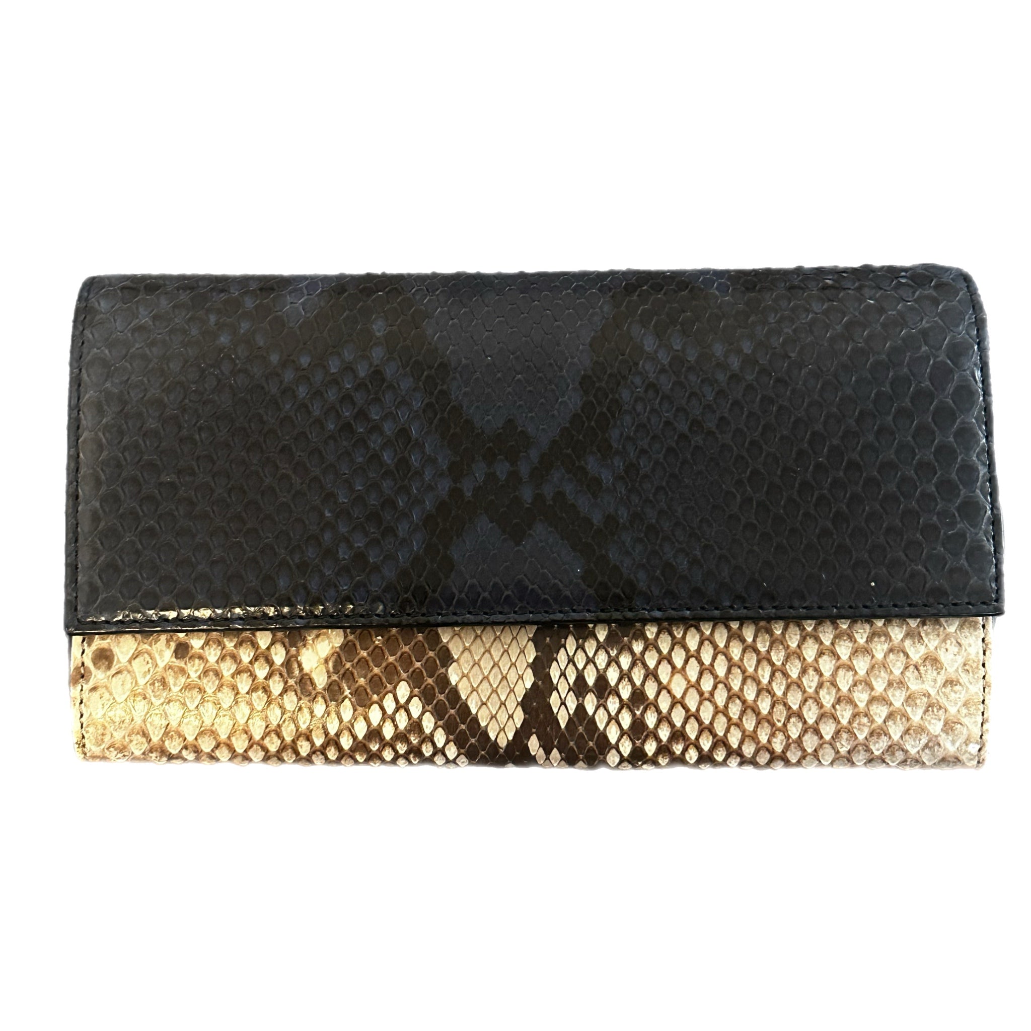 Gucci Python Leather Clutch Long Wallet for Women - Black & Gold Brown Crossbody Bag | Luxury Designer Wallet for Parties, Dating & Special Occasions