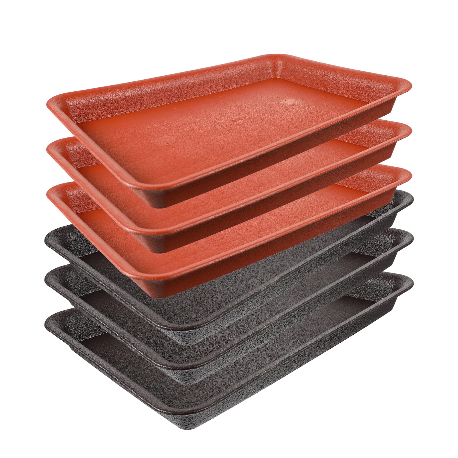 GANAZONO 6-Pack Rectangular Plant Saucers - Drip Trays for Flower Pots, Planters & Indoor/Outdoor Gardening - Perfect for Windowsills, Balconies & Greenhouses (6.5