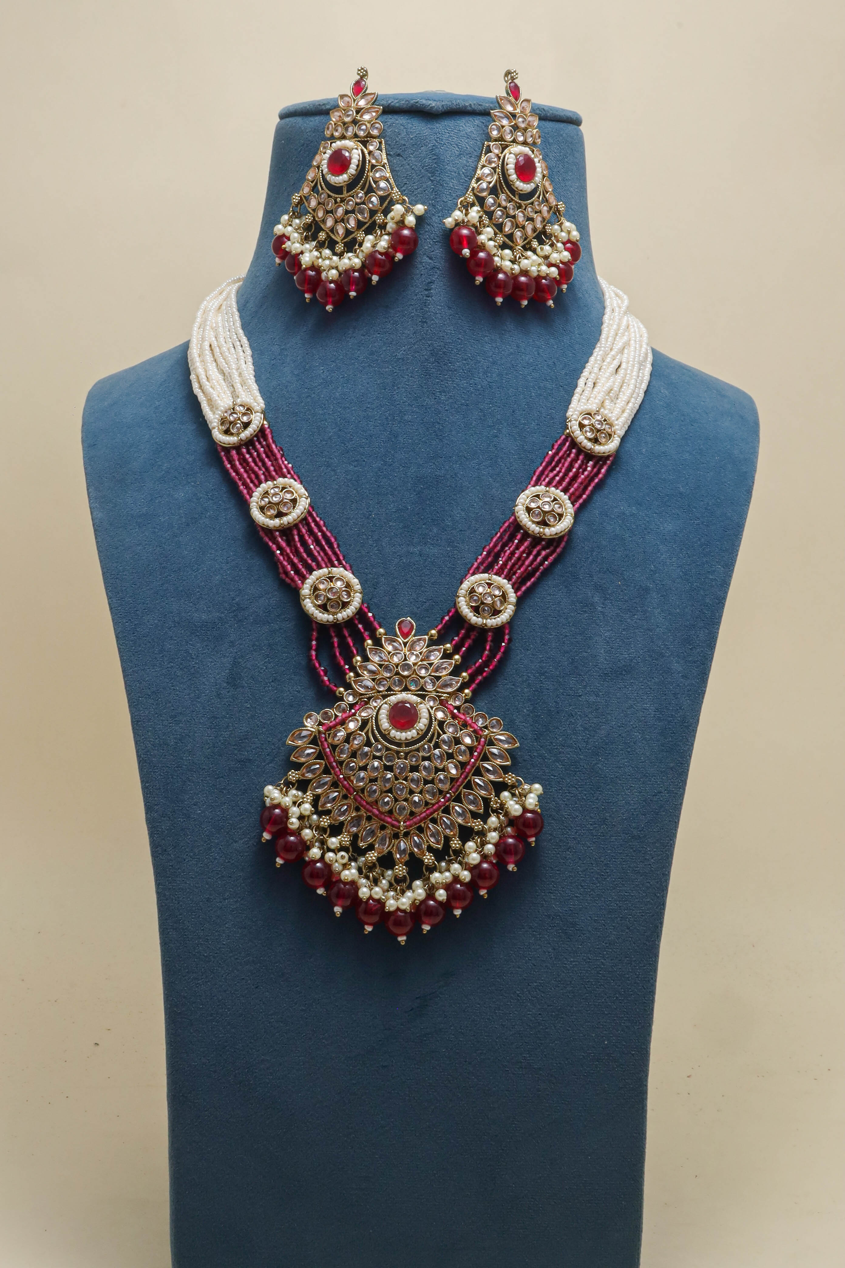 Samaira Polki Full Mala Set - Traditional Indian Bridal Jewelry Necklace for Weddings & Special Occasions