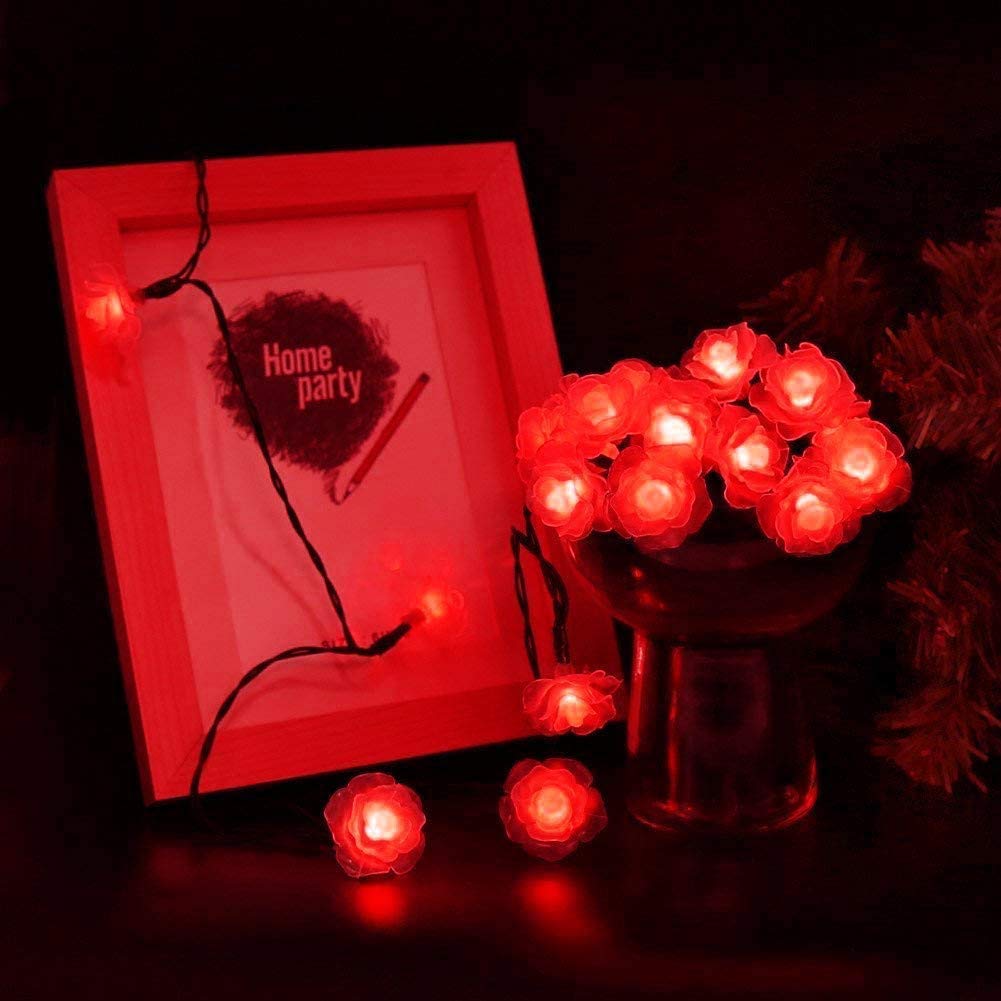 Solar Powered Rose Flower String Lights - 20 LED Waterproof Outdoor Fairy Lights with 2 Modes for Garden, Pathway, Wedding & Party Decorations (Rose-Red) | Perfect for Christmas, Patio, Backyard & Holiday Lighting