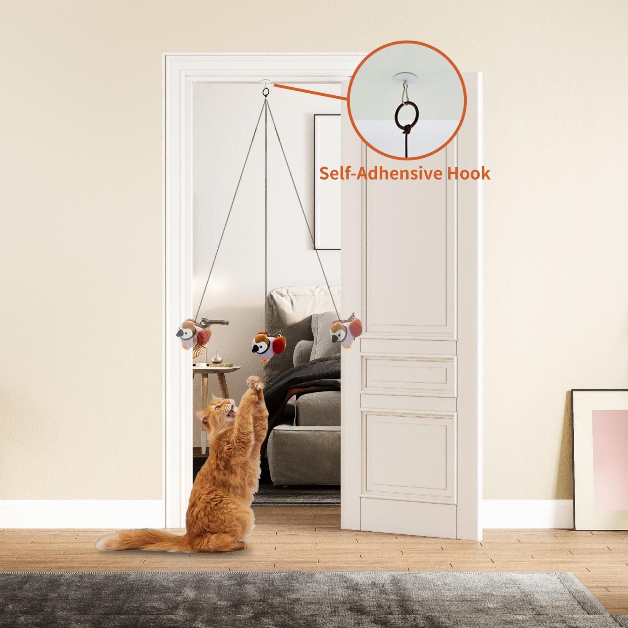 Interactive Chirping Bird Cat Toys with Catnip & Feather - Fun Kitten Toys for Indoor Cats, DIY Cat Wand & Hanging Door Toy - Perfect for Cat Trees & Towers - Playtime & Exercise for Active Felines