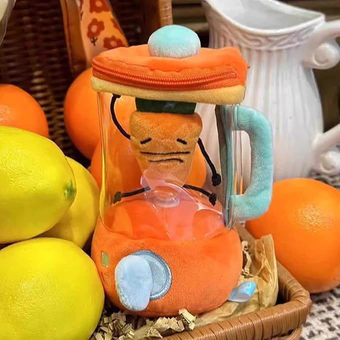 Cute Kawaii Carrot Juicer Plush Toy - Soft & Squeezable for Stress Relief, Home Decor, and Kids Play - Perfect for Gifts, Office Desk, and Nursery Decor