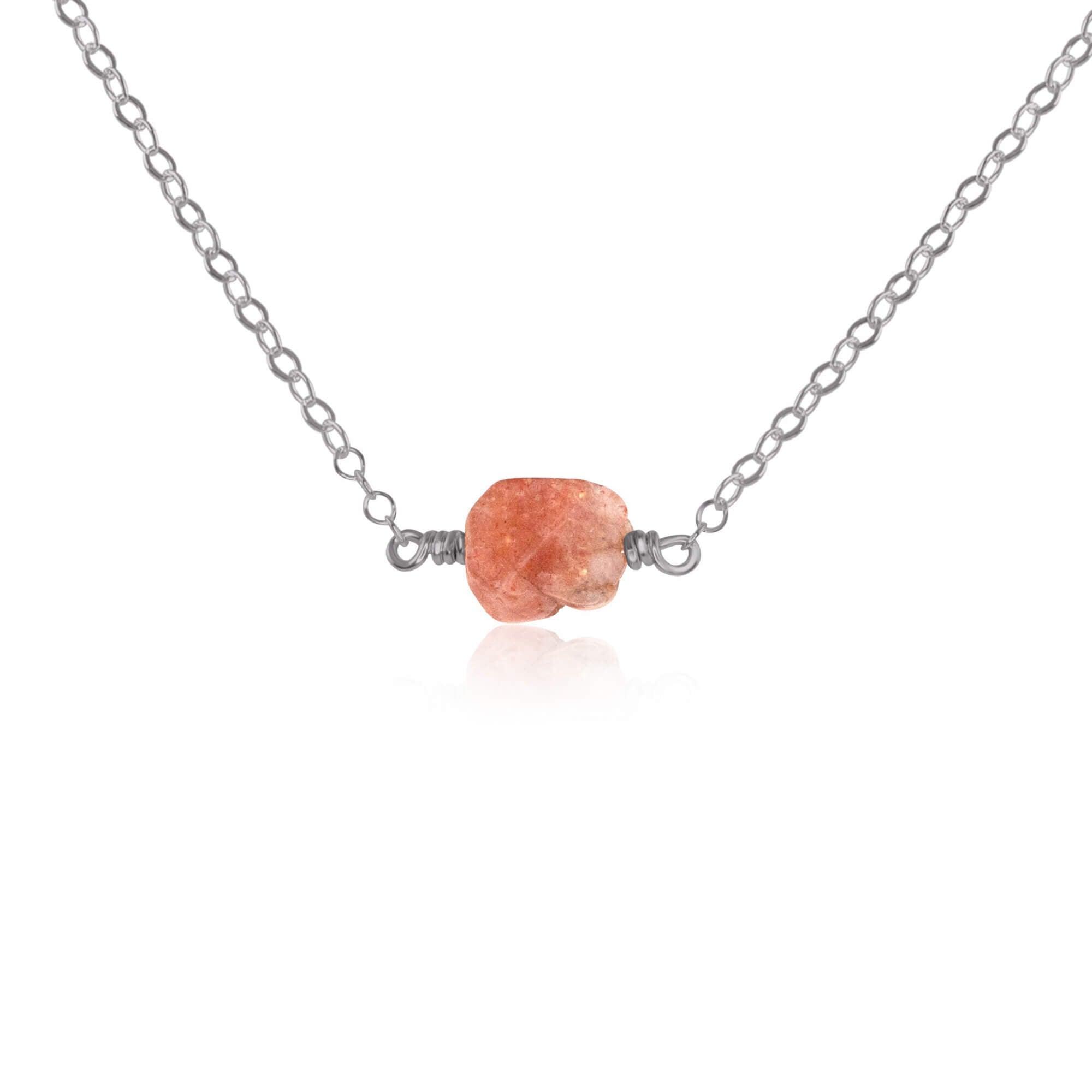 Raw Sunstone Crystal Nugget Necklace – Natural Gemstone Jewelry for Women, Healing Crystal Pendant for Energy & Positivity | Perfect for Meditation, Yoga & Spiritual Gifts