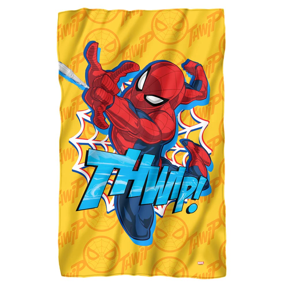 Marvel Spider-Man Fleece Blanket with Sound Effects - 36x58 Inches Super Soft Throw for Kids & Adults - Perfect for Movie Nights, Bedroom Decor & Superhero Gifts
