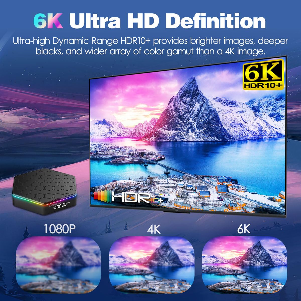 2025 T95Z Plus Android TV Box 12.0 - 6K Ultra HD, 4GB RAM 64GB ROM, H618 Chip, Dual WiFi 2.4G/5G, Bluetooth 5.0, HDR10+, 3D Support - with Mini Wireless Keyboard - Perfect for Streaming Netflix, Hulu, and Gaming on Your Smart TV