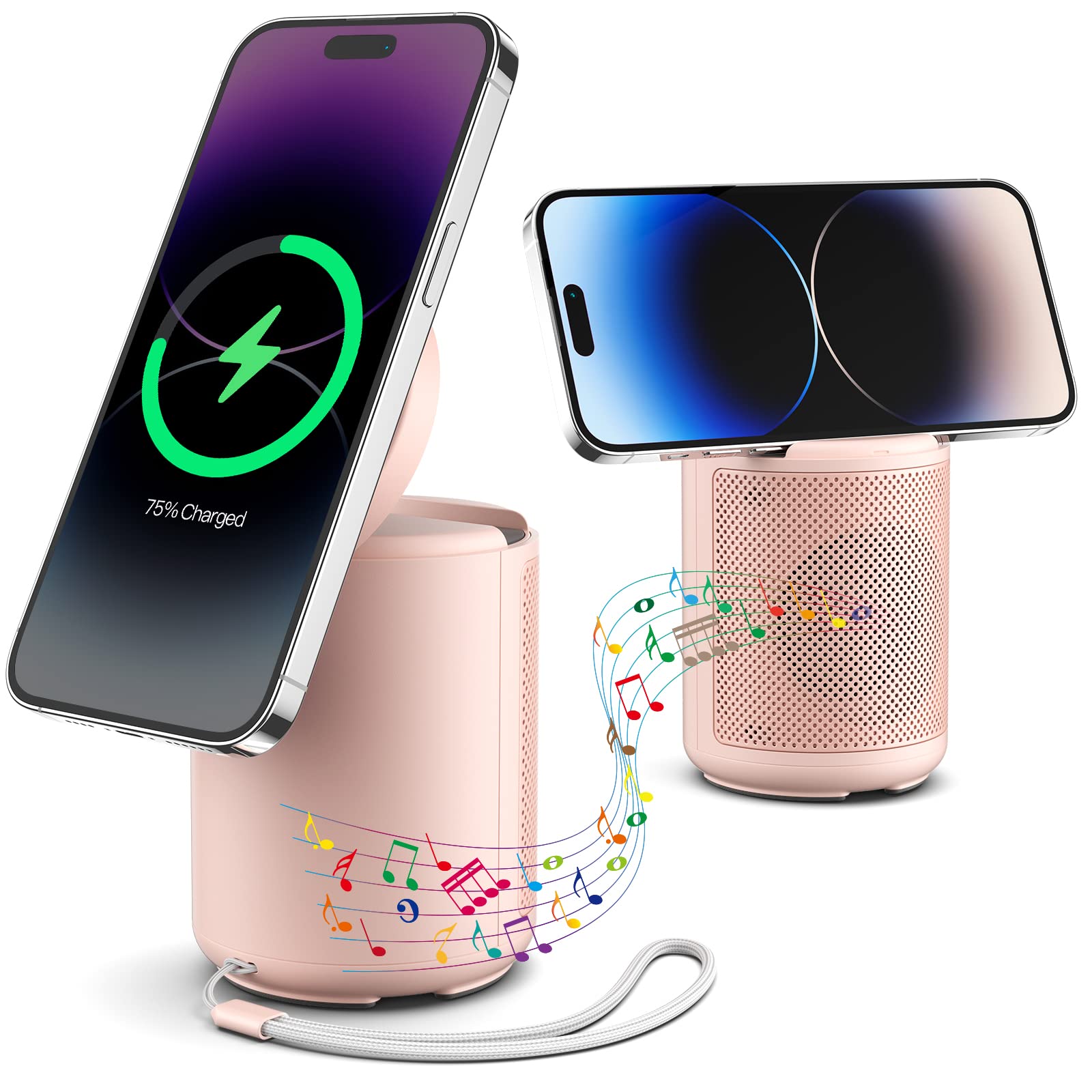 **JSAUX Wireless Bluetooth Speaker with Magnetic Charger & Phone Stand - HD Surround Sound, Compatible with iPhone & Samsung - Perfect Gift for Men & Women (Birthday, Travel, Home, Office)**