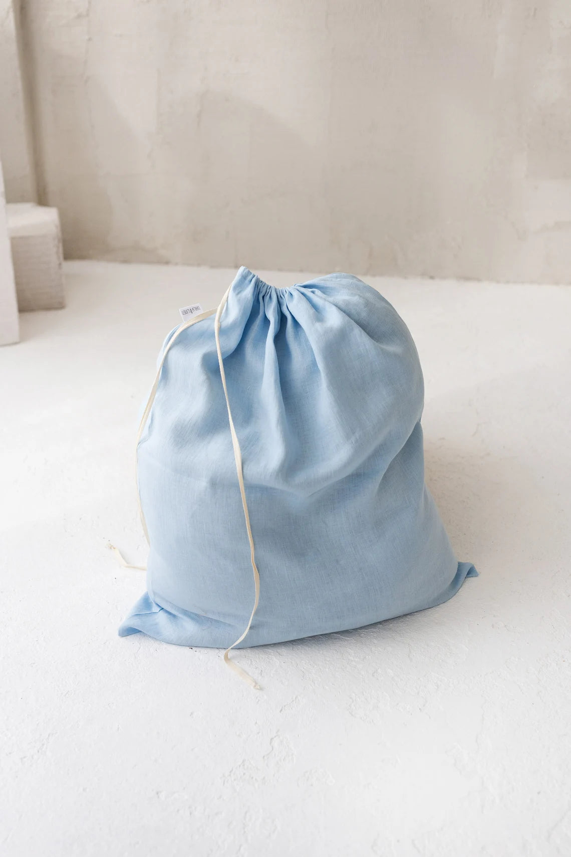 Sky Blue Linen Laundry Bag - Breathable & Durable Hamper for Clothes Storage - Perfect for Travel, College Dorm, and Home Organization