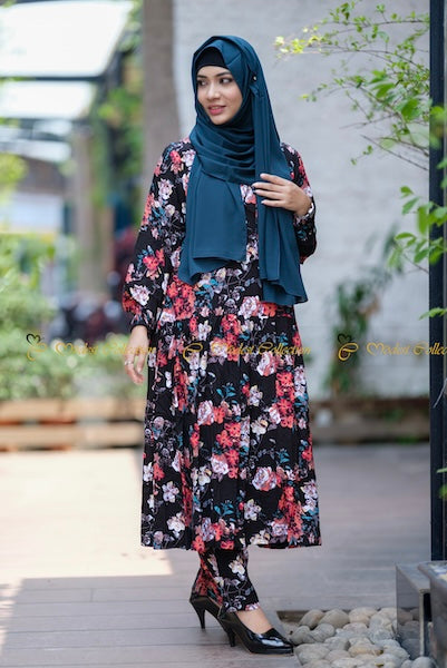 Floral Black Linen Co-Ord Set for Women | Summer Outfit | Beach Vacation, Brunch & Casual Wear