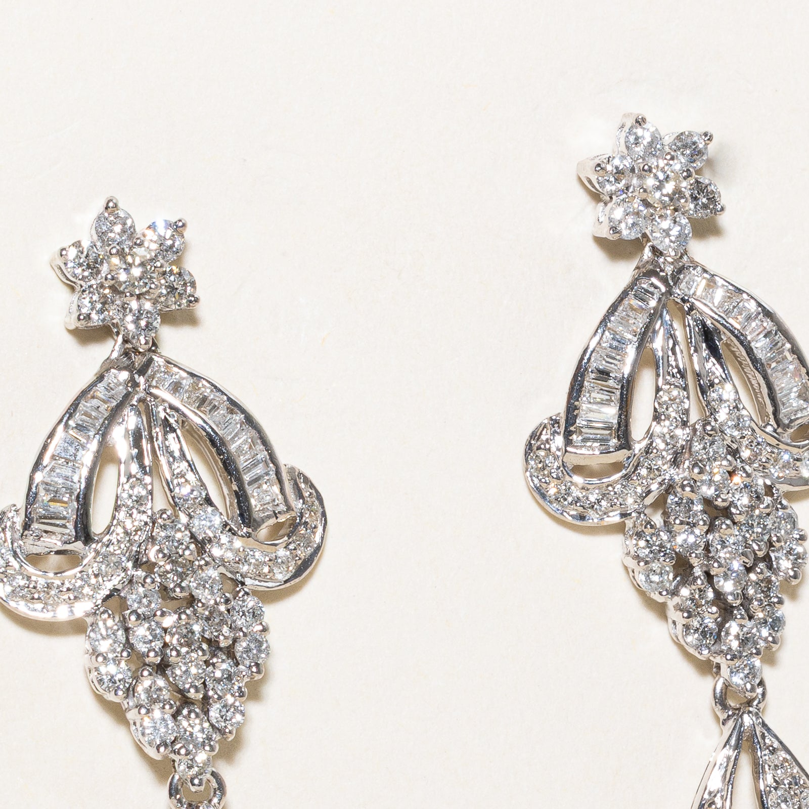 1.92ctw Diamond Ornate Drop Earrings for Women – Elegant Dangle Earrings for Weddings, Parties & Special Occasions