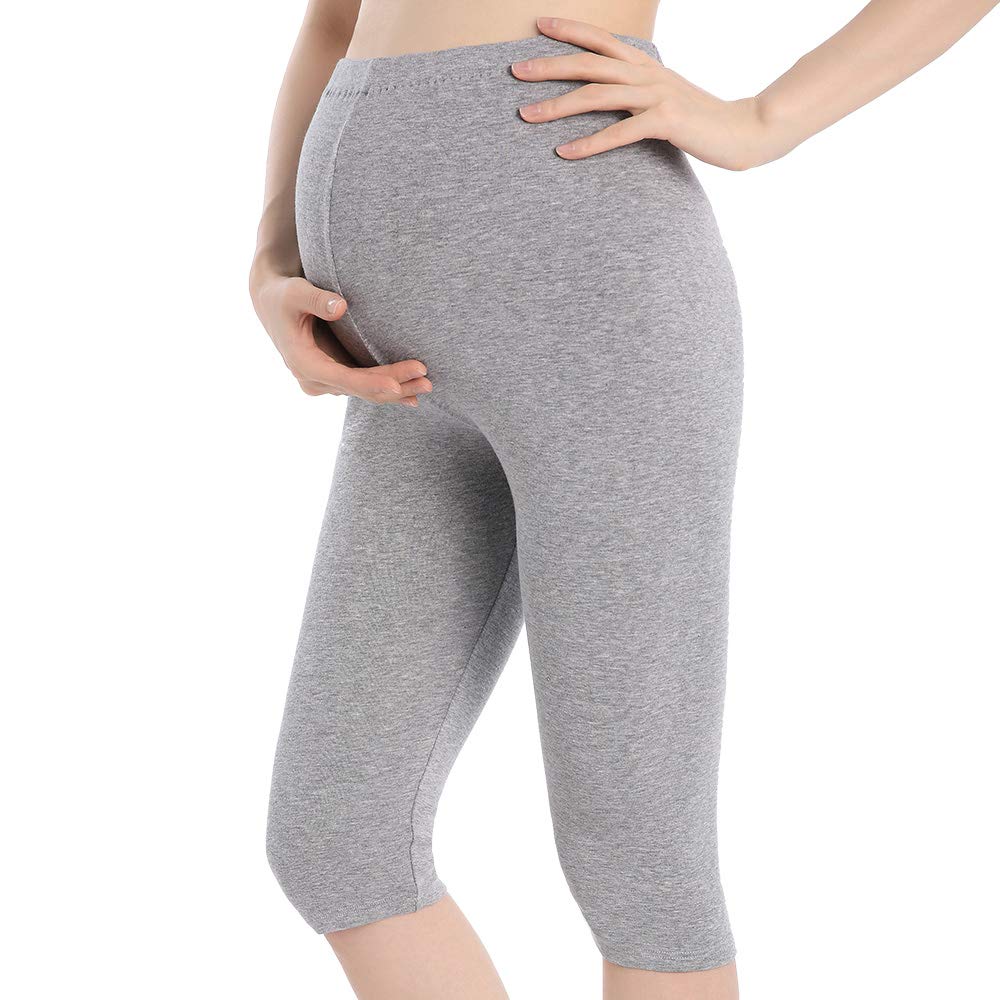 QingWan Maternity Shorts - Over The Belly Pregnancy Capri Leggings for Women, Comfortable Workout Shorts for Yoga, Gym & Everyday Wear