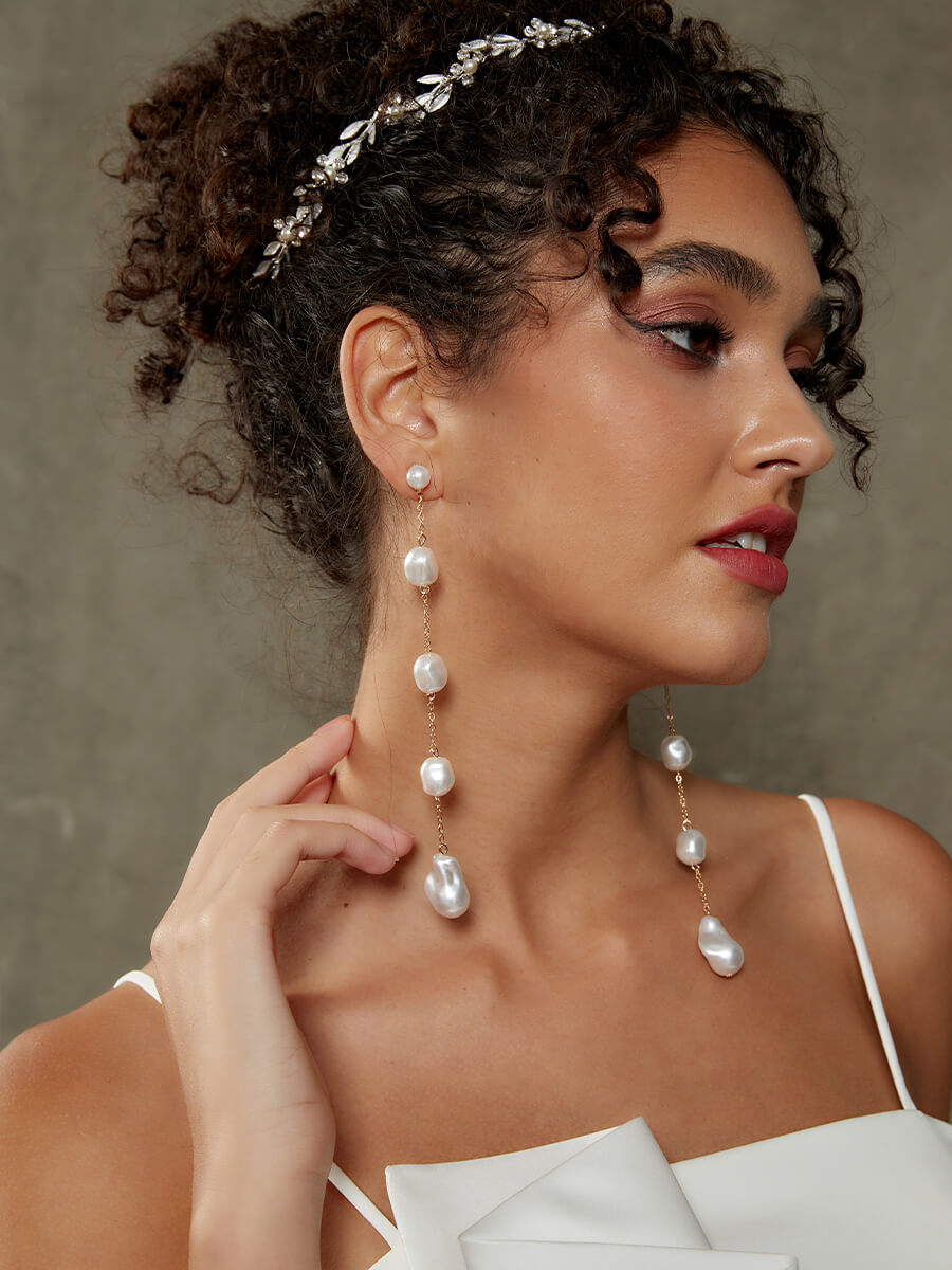 Elegant Baroque Pearl Drop Earrings for Weddings | Bridal Jewelry | Handmade Vintage Style Pearl Dangle Earrings | Perfect for Brides, Bridesmaids & Formal Occasions