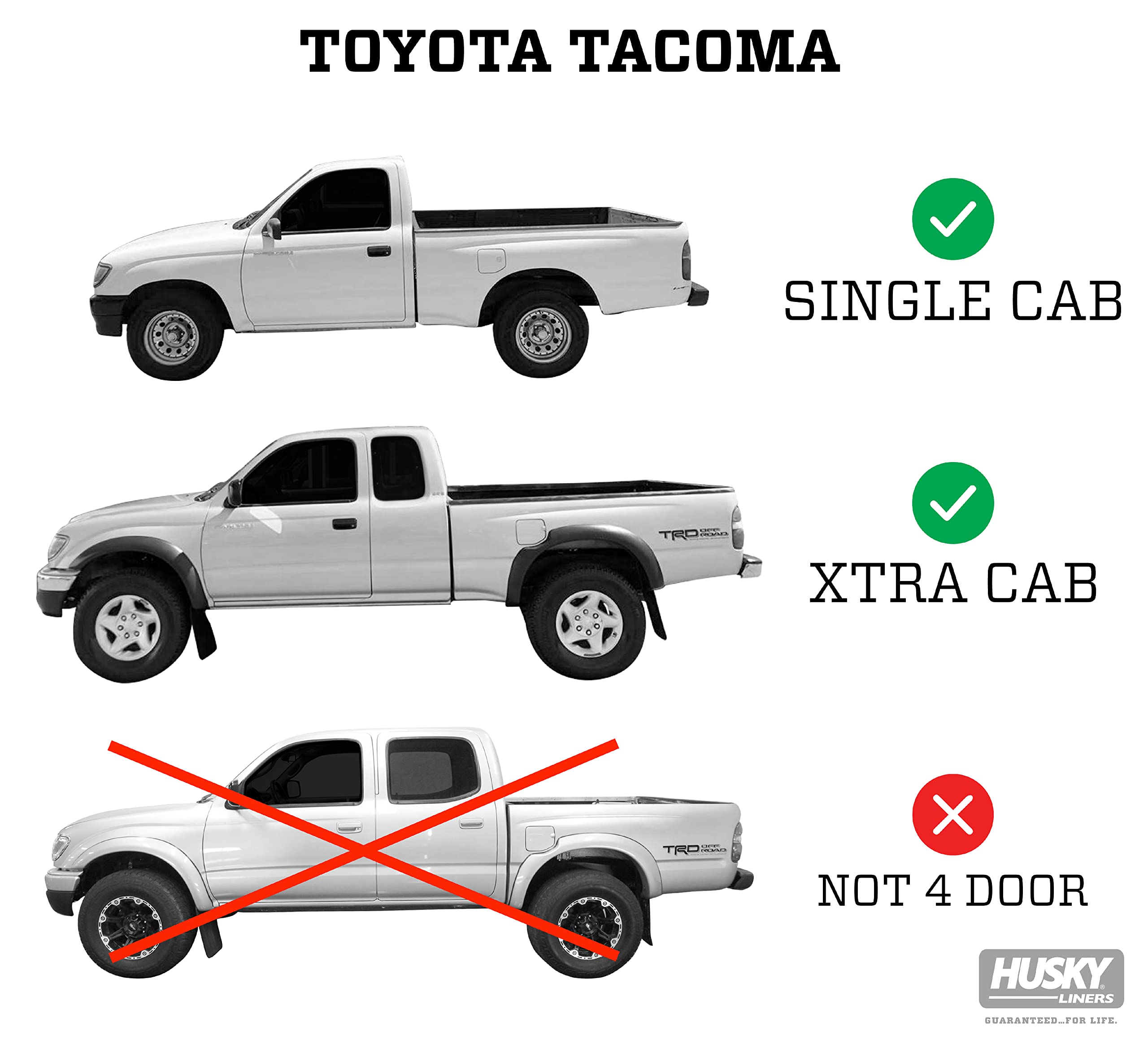 Husky Liners Classic Style Series Front Floor Liners for 1995-2004 Toyota Tacoma Access Cab & Standard Cab - Black (Part #35111) | All-Weather Protection & Custom Fit for Trucks