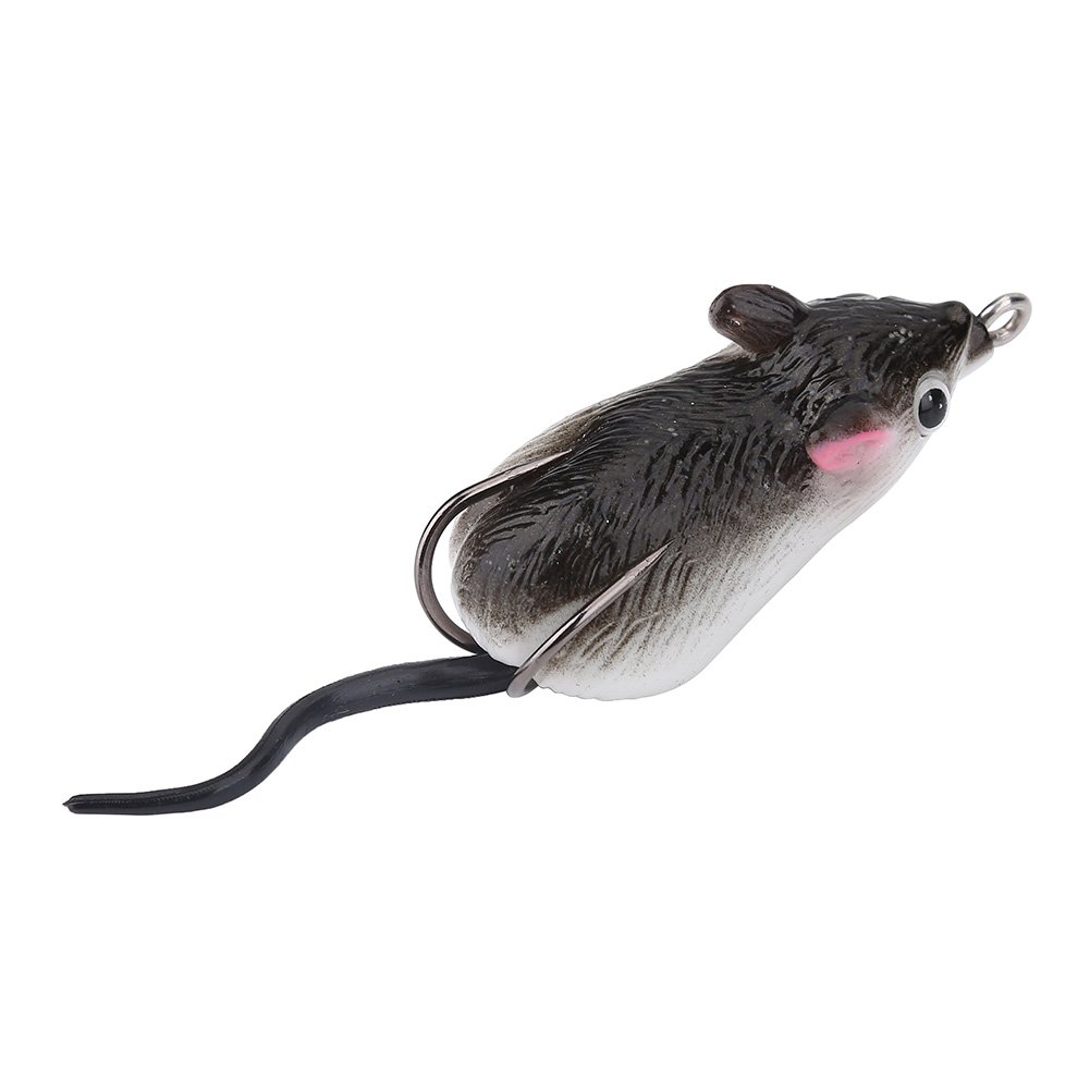 Artificial Floating Mouse Fishing Lures with Double Sharp Hooks - Saltwater & Freshwater Bass Fishing Bait (Dark Gray) - Perfect for Topwater Bass, Pike, and Muskie Fishing in Lakes & Rivers