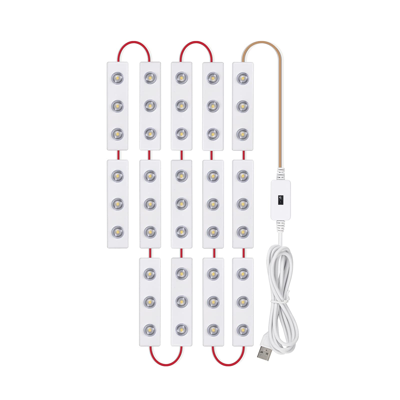 4.92ft USB LED Strip Light with 14 LED Strips - Hand Induction Vanity Mirror Lighting with Double-Sided Sticker for Bedroom, Dressing Table & Hair Salon - Perfect for Makeup, Selfie Lighting & Home Decor