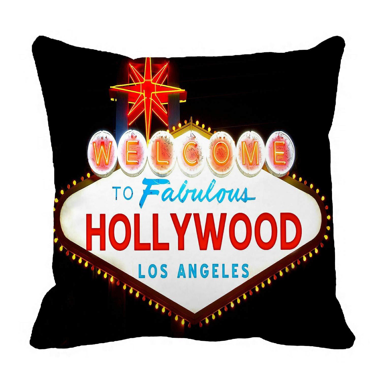 ABPHQTO Hollywood Themed Pillow Case Cover - 18x18 Inch Two-Sided Couch & Bed Pillow Protector - Perfect for Home Decor, Movie Nights & Gift Giving