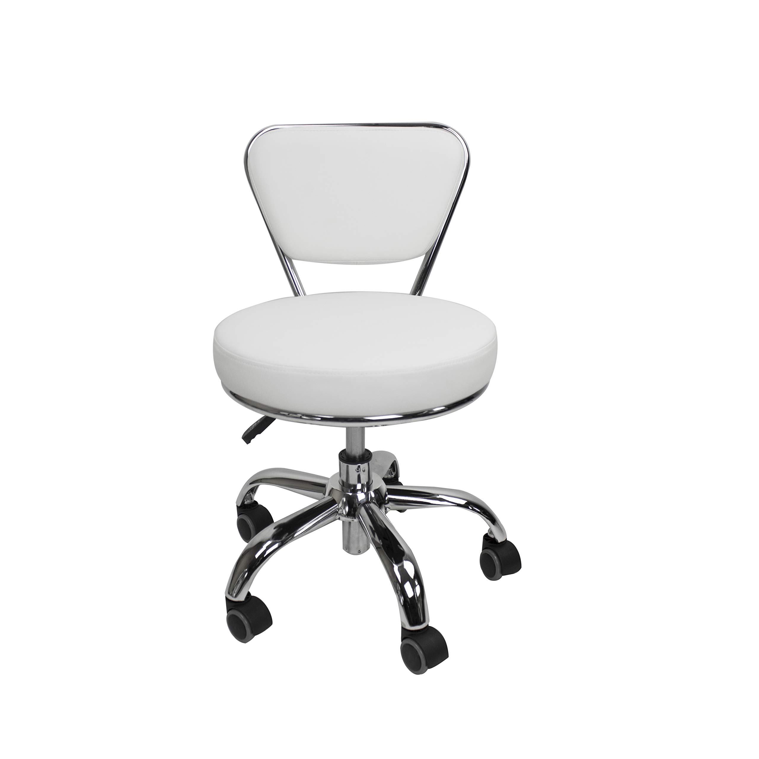 Dayton Garage Rolling Seat (White) - Adjustable Height 13