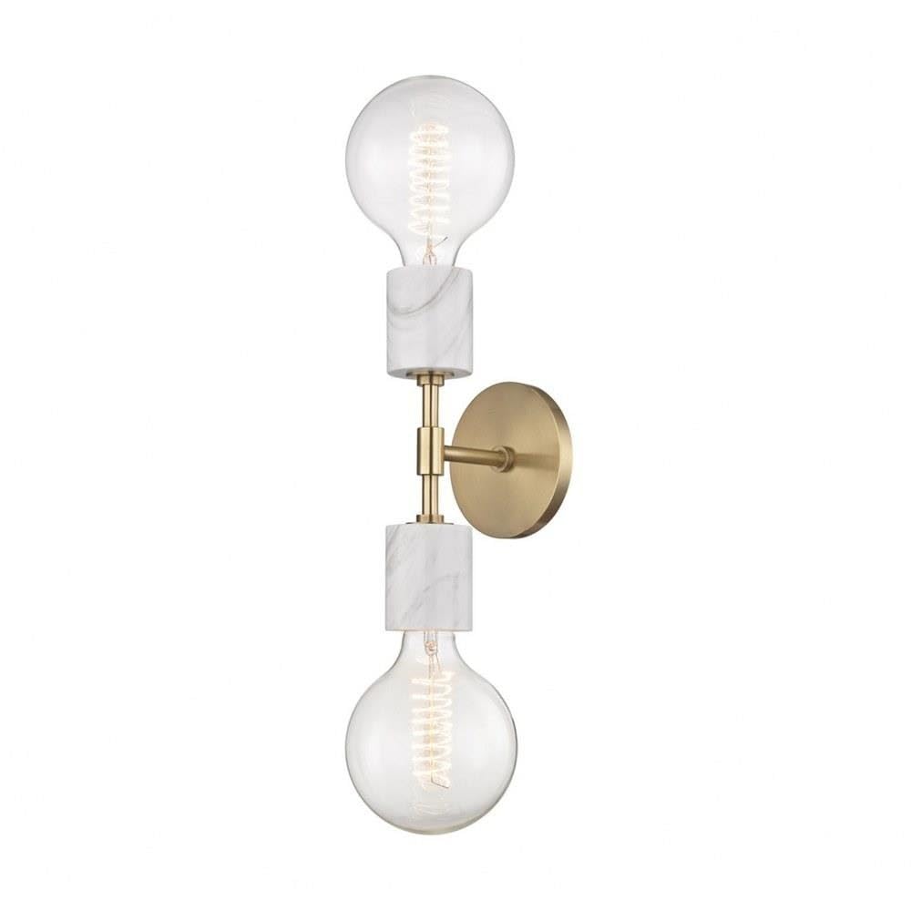 Vintage Aged Brass Wall Sconce - Set of 2 Lights, 5