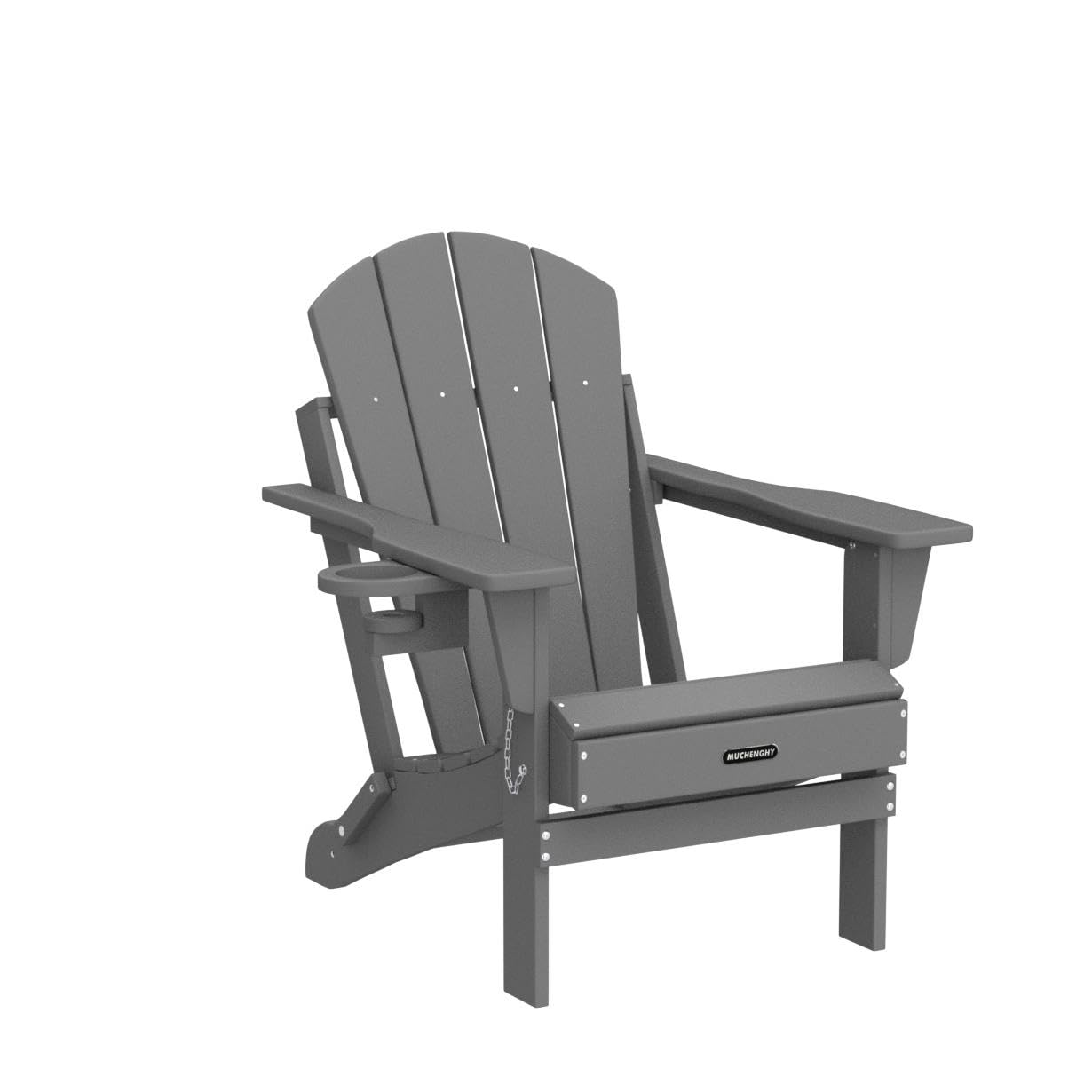 MUCHENGHY Folding Adirondack Chairs - Heavy Duty HDPE Weather-Resistant Outdoor Patio Chairs for Firepit, Lawn, Garden & Poolside - 380lb Weight Capacity, 15-Minute Assembly, Gray - Perfect for Backyard Relaxation and Camping