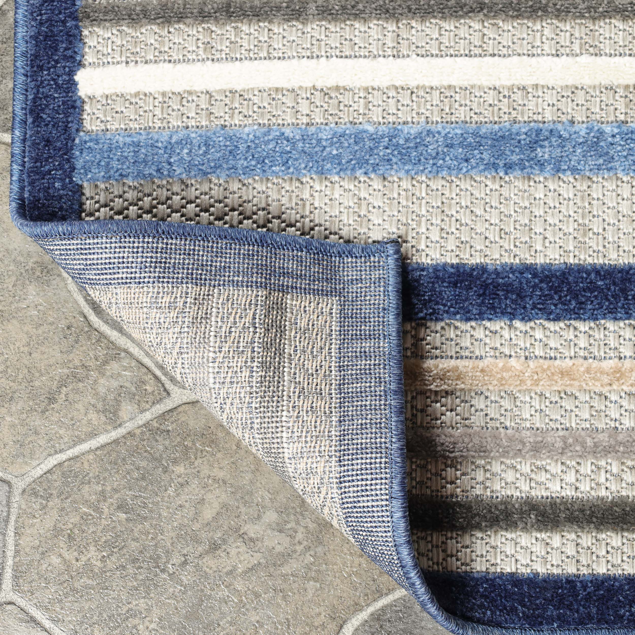 Stylish Eastyn Casual Stripe Geometric Area Rug - Soft Indoor/Outdoor Floor Mat for Living Room, Bedroom, Patio & Deck Decor