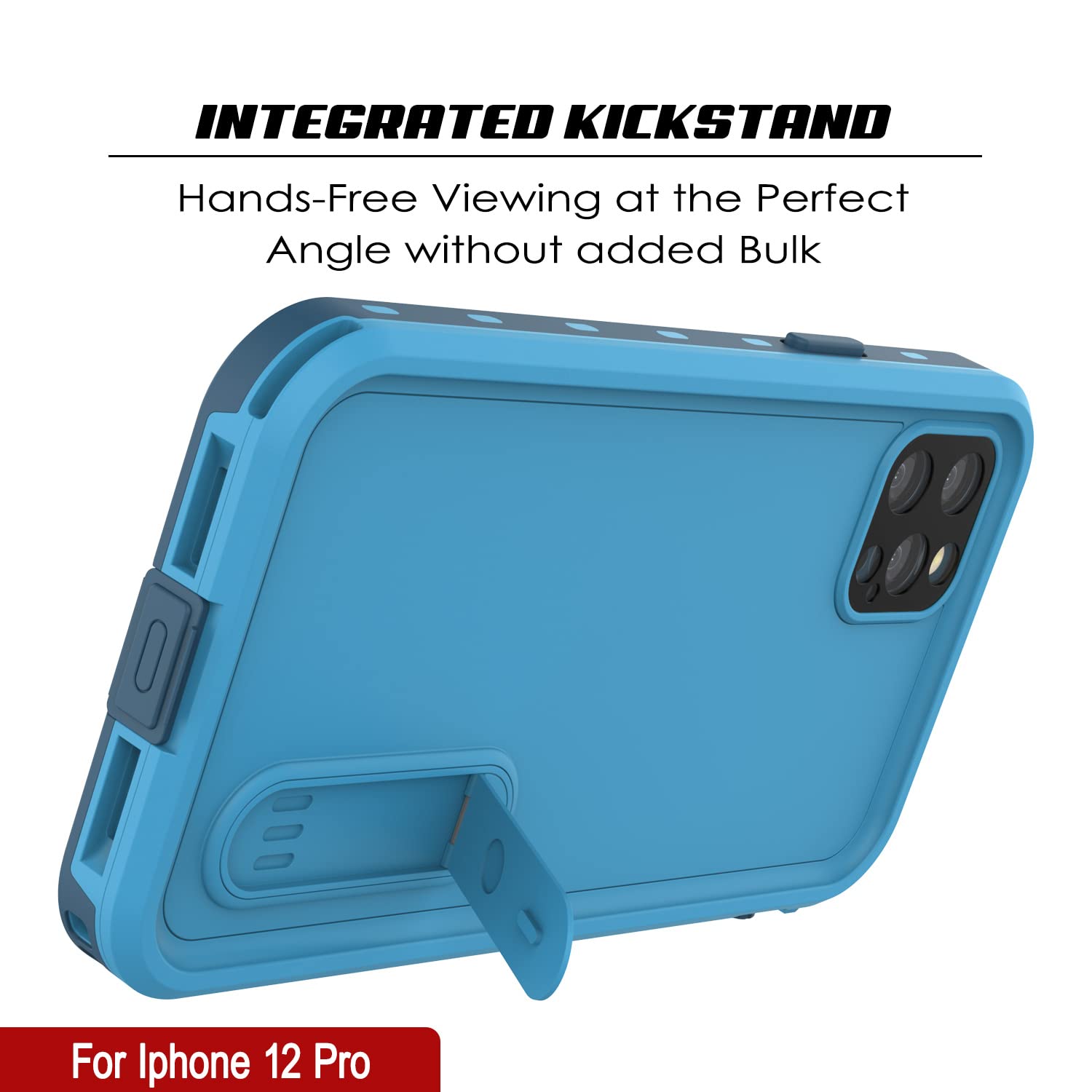 Punkcase iPhone 12 Pro Waterproof Case - IP68 Certified Slim Armor Cover with Built-in Screen Protector & Kickstand | Shockproof Protective Phone Case for iPhone 12 Pro (6.1 inch) 2020 Model | Perfect for Outdoor Activities, Swimming & Extreme Sports [Blue]