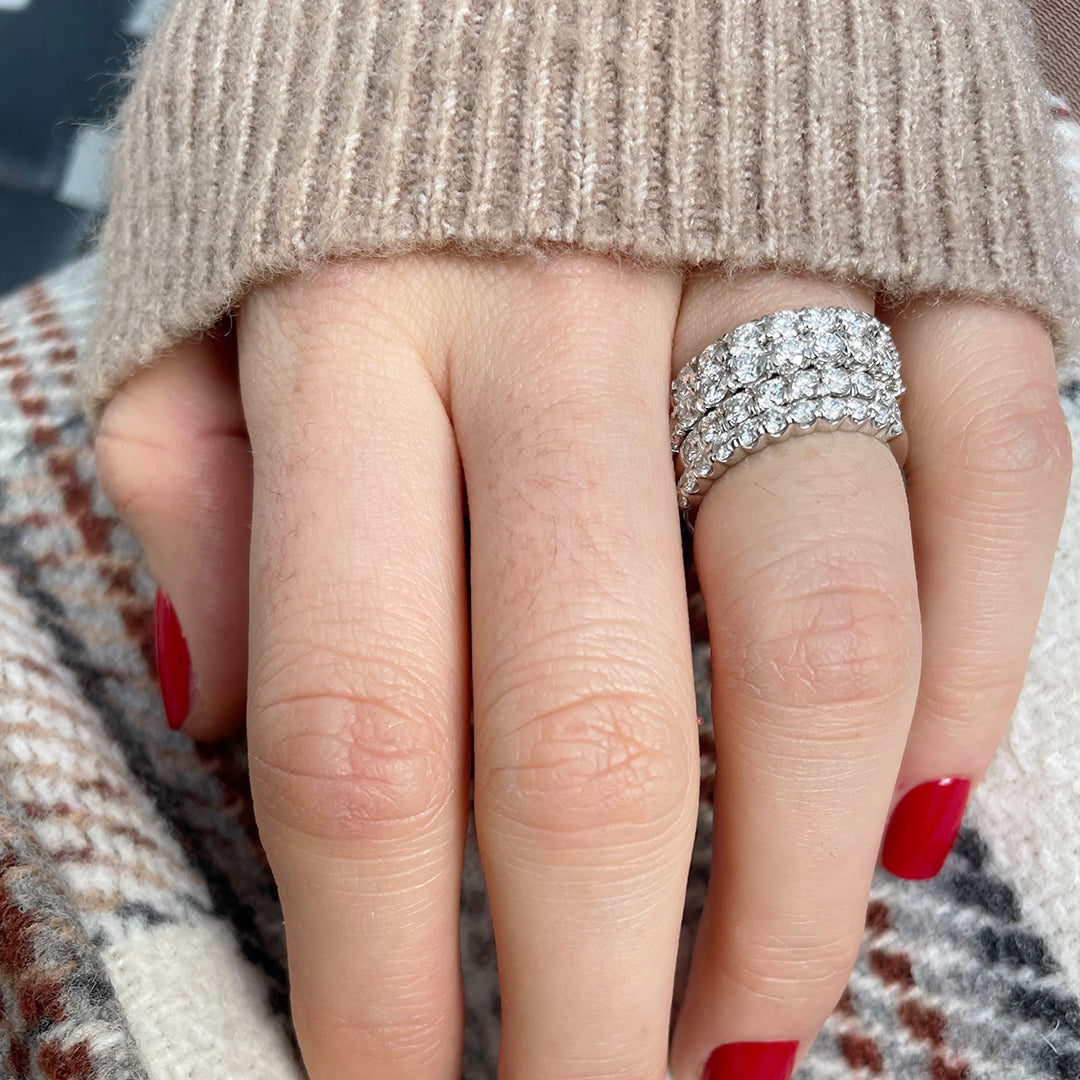 0.67ctw Diamond Pavé 14K White Gold Halfway Eternity Band Ring - Perfect for Anniversary Gifts & Wedding Jewelry
