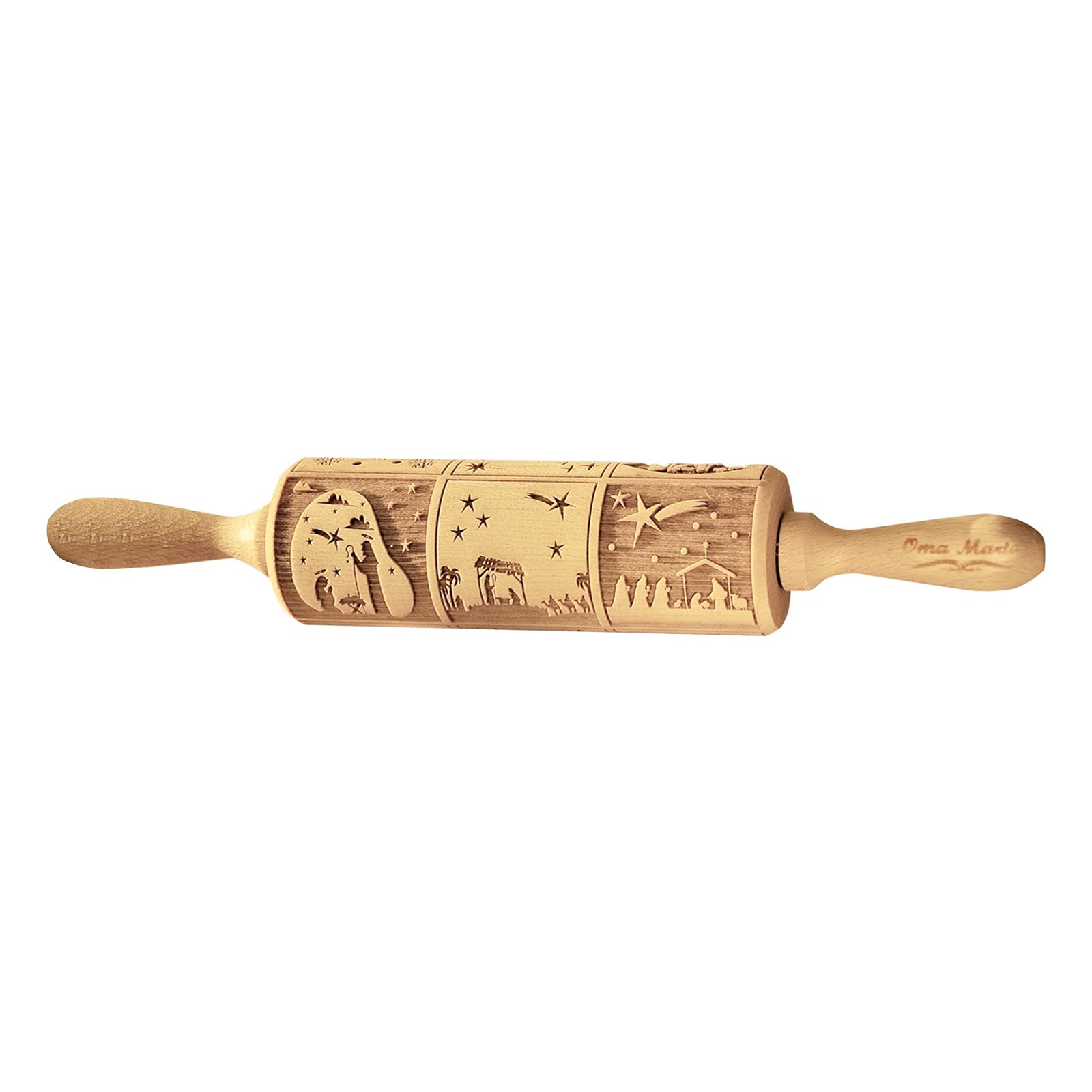 Engraved Wooden Cookie Dough Rolling Pin - Christmas Cookie Mold with Embossed Designs - Multicolor Kitchen Baking Tool for Holiday Cookies, DIY Gifts & Festive Baking (One Size) | Perfect for Christmas Baking, Cookie Decorating & Holiday Gift Giving