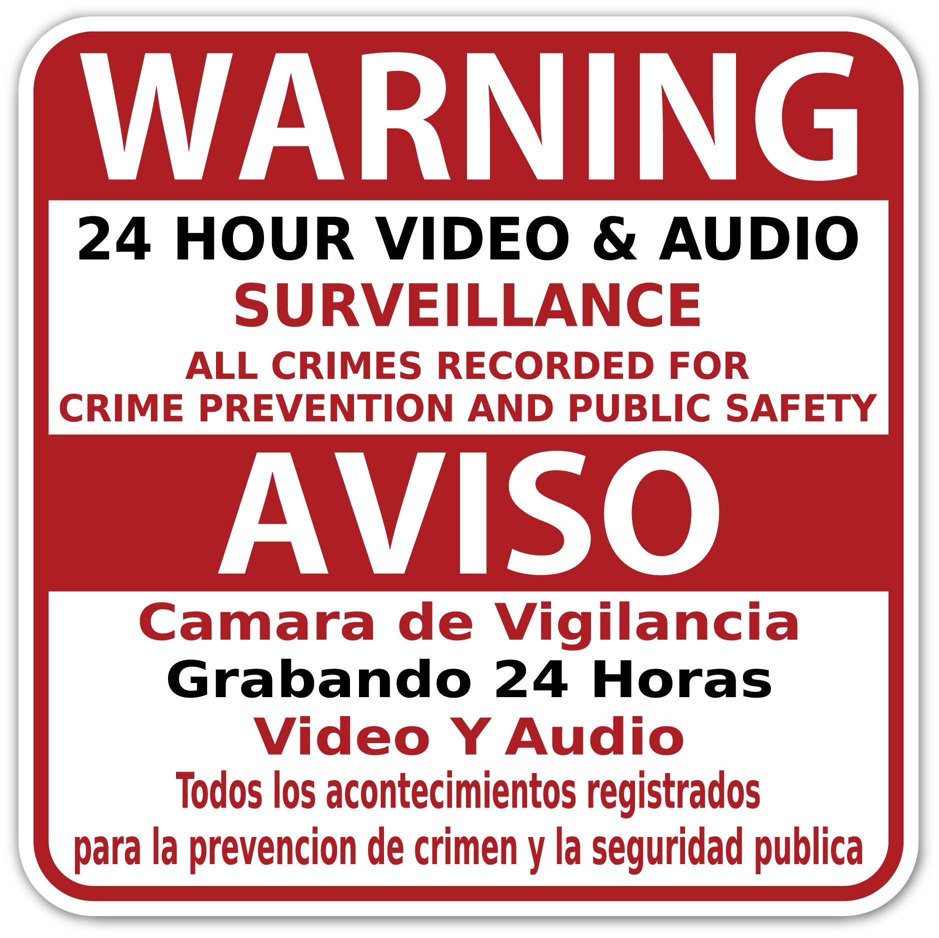 24/7 Video & Audio Surveillance Signs - No Trespassing Warning Stickers for Private Property (9