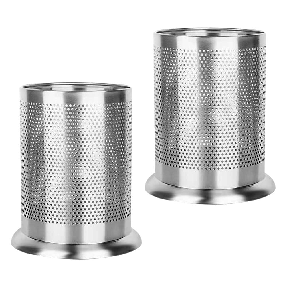 2-Pack Stainless Steel Kitchen Utensil Holder - Multi-Purpose Chopstick, Straw & Silverware Organizer for Countertop - Perfect for Kitchen, Home Office & Desk Organization (Pen Holder Included)