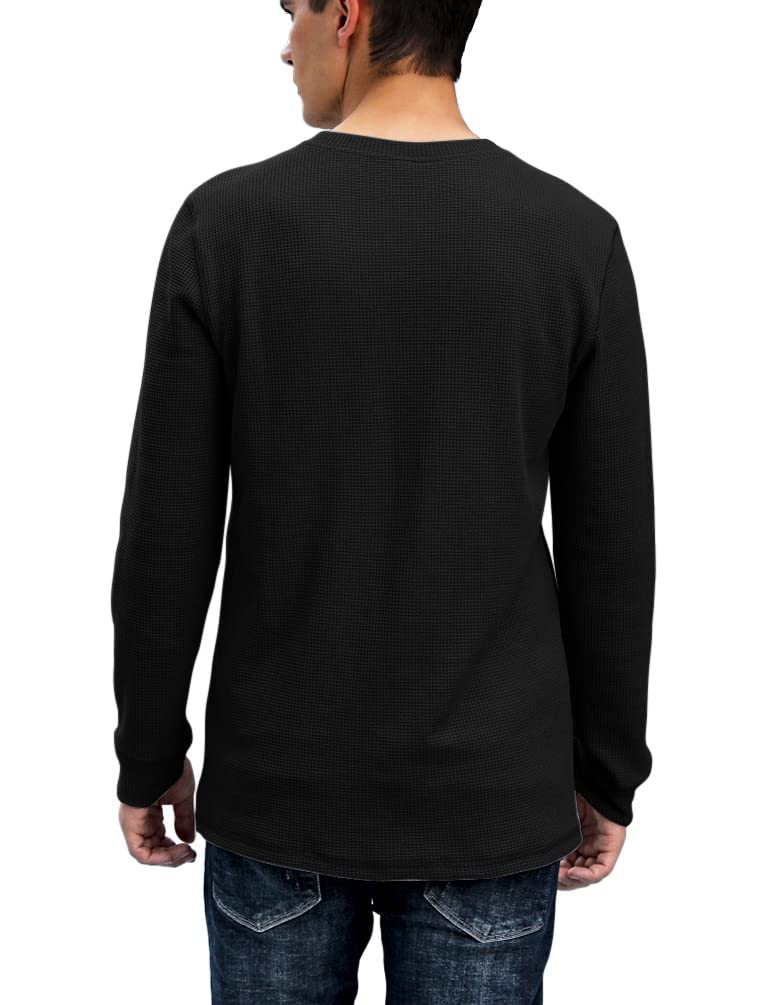 Men's Waffle Long Sleeve Henley Shirt - Soft Thermal Knit Top for Casual Wear & Layering | Perfect for Fall & Winter Outfits
