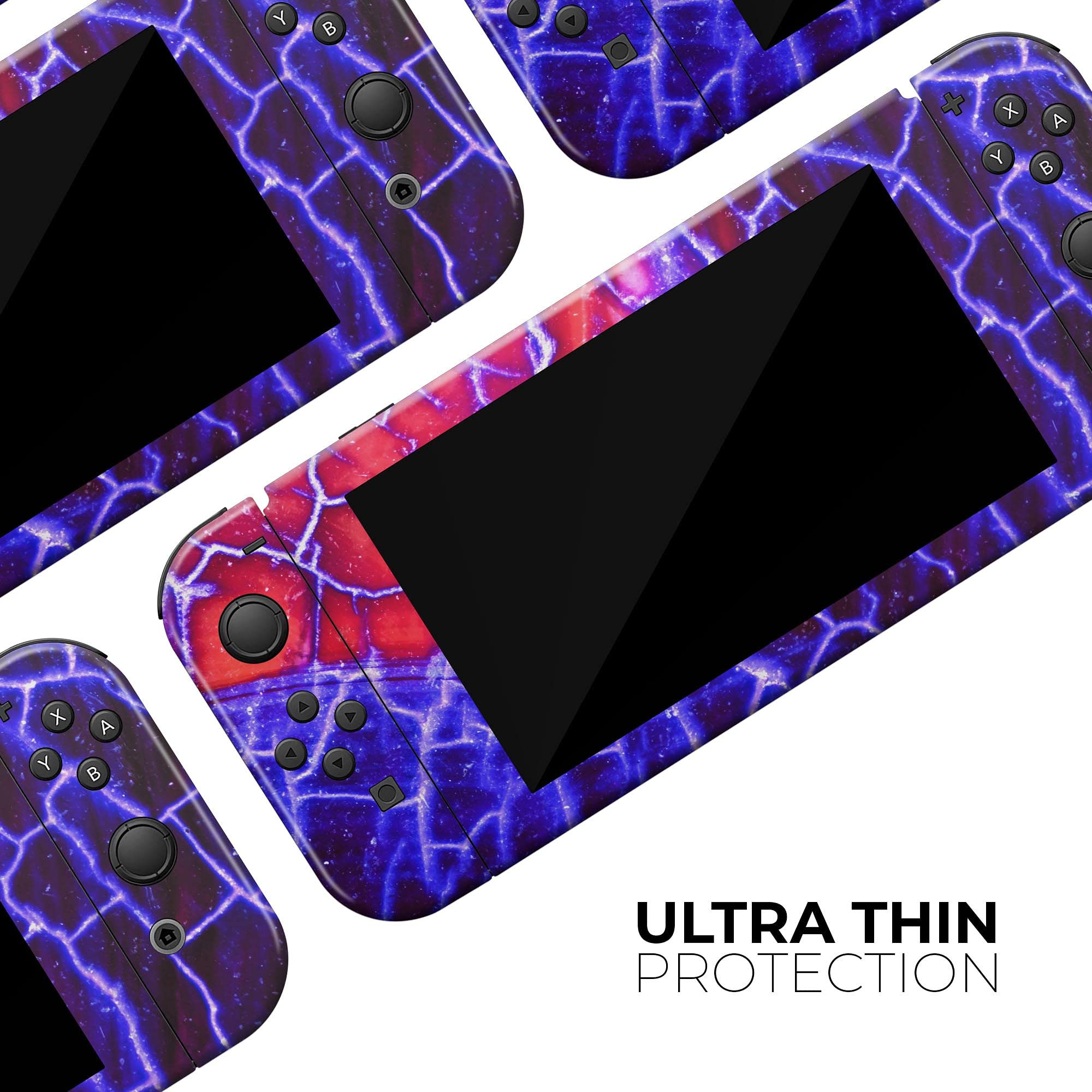 Nintendo Switch OLED Console Skin Decal - Scratch-Resistant Removable Vinyl Wrap Cover (Blue Red Dragon Vein Agate) - Protective Gaming Accessory for Travel & Home Entertainment