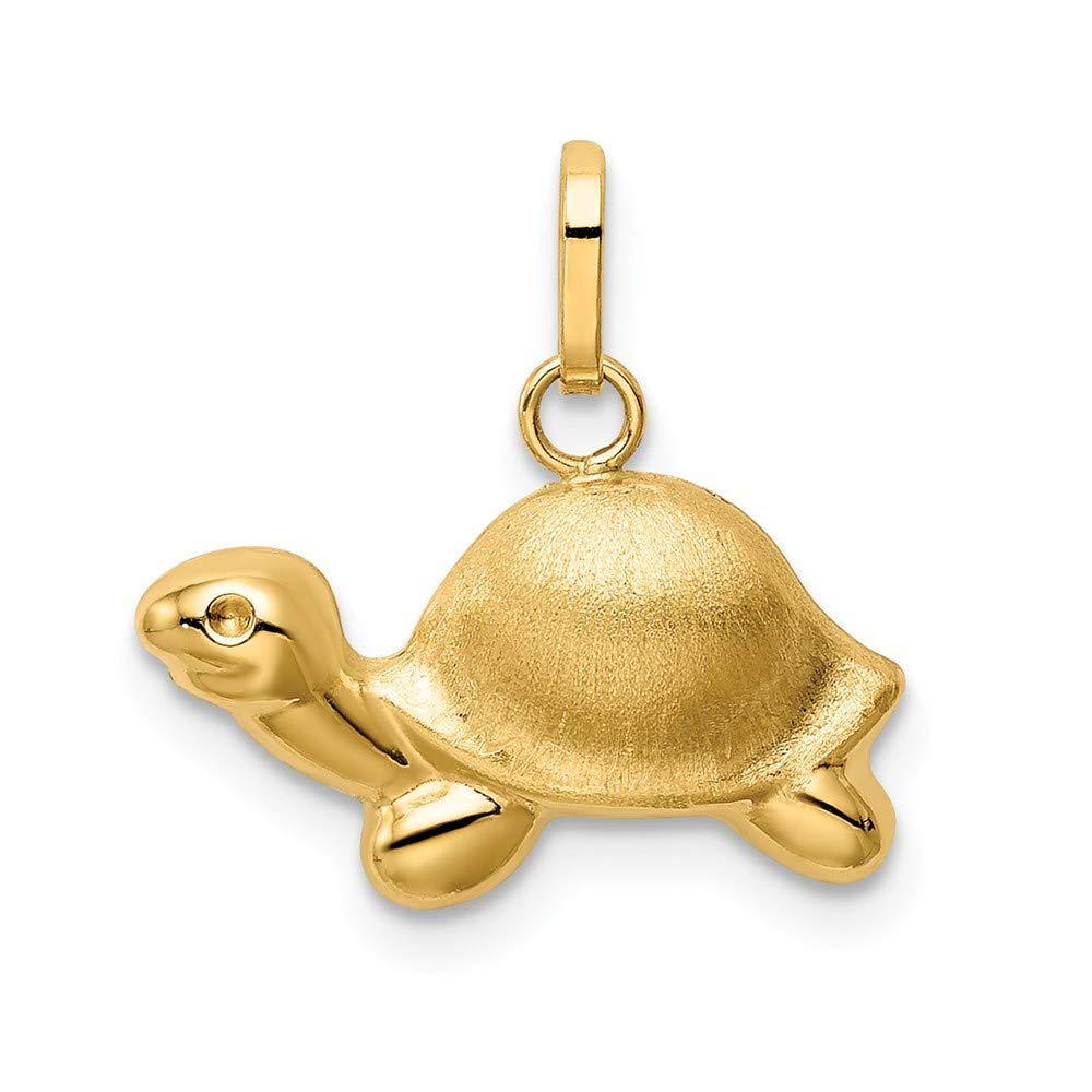 14K Gold Satin & Polished Turtle Charm Pendant Necklace for Women - Elegant Jewelry Gift for Birthday, Anniversary & Everyday Wear