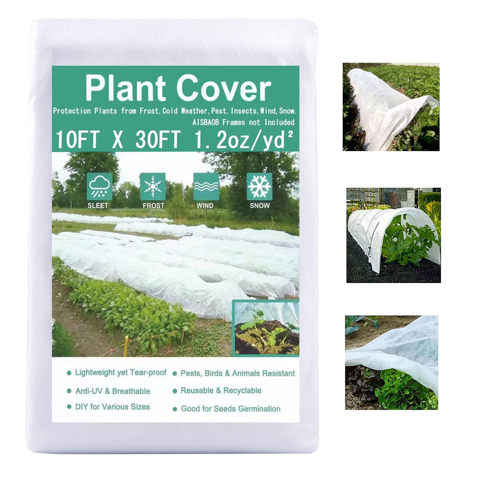 10FT x 30FT Reusable Plant Cover for Cold Weather - Frost Protection Garden Blanket, Floating Row Cover for Winter & Sun Pest Protection | Ideal for Vegetable Gardens, Flower Beds & Outdoor Plants