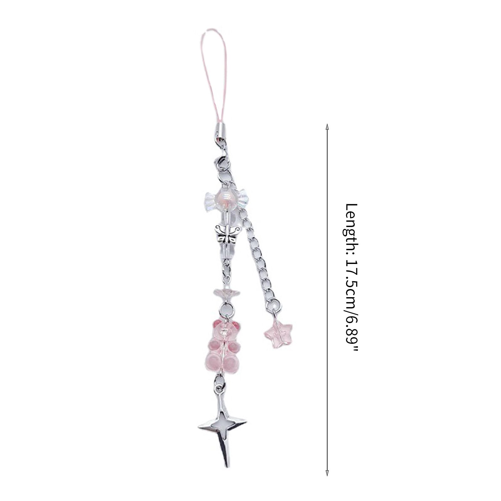 Cute Butterfly Bear Keychain - Anti-Lost Beaded Pearl Phone Lanyard for iPhone Samsung - Stylish Phone Accessory for Women Girls (Perfect for Keys, Bags, Backpacks & Gifts)