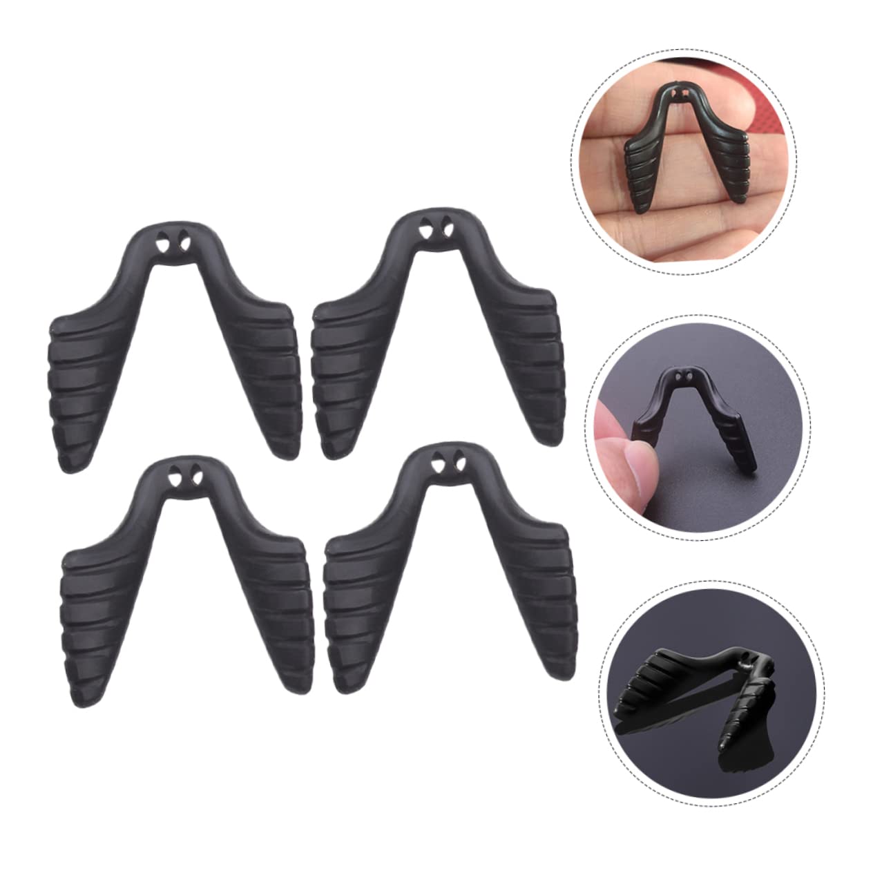 VILLCASE 16 Pairs Silicone Nose Pads for Glasses - Soft Comfortable Anti-Slip Eyewear Nose Support Pads (Black, Bypass Connected) - Perfect for Reading, Computer Use & Daily Wear