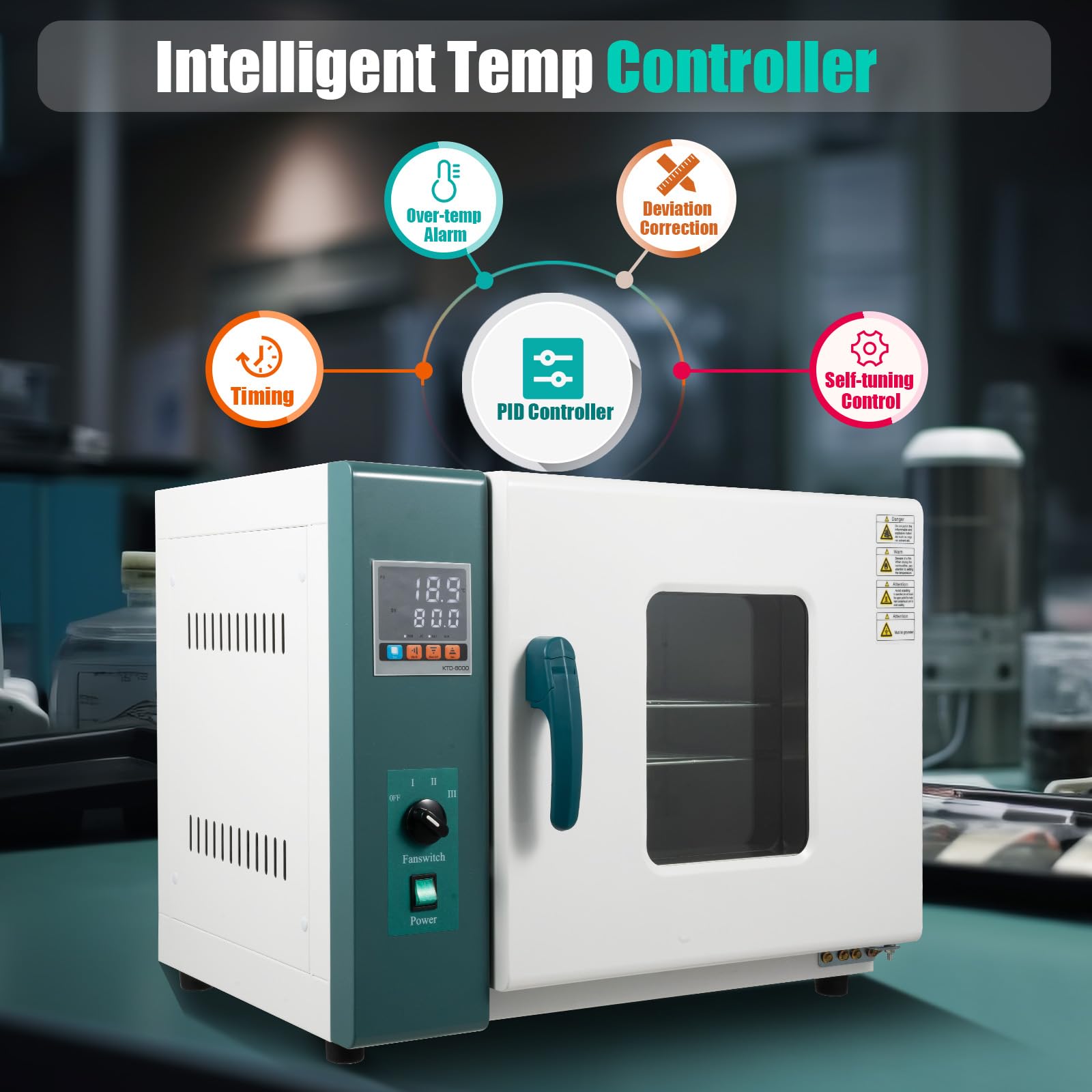 Digital Lab Forced Air Convection Drying Oven - 1000W Constant Temperature Blast Oven with Thermostatic Control | 110V | 1.5 Cu Ft Capacity | 14