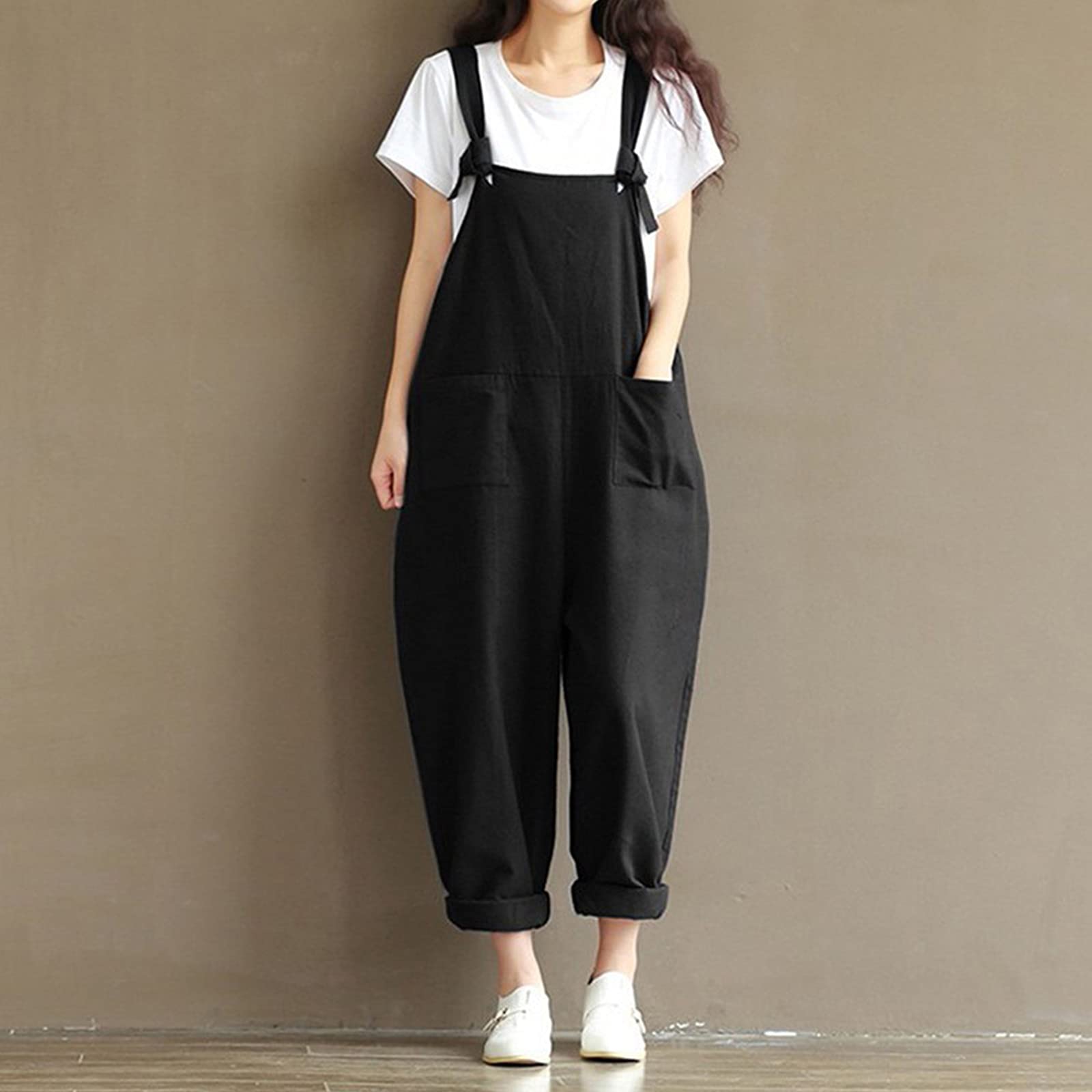 Lncropo Women's Plus Size Overalls - Wide Leg Loose Baggy Jumpsuit Romper for Casual Wear, Work & Outdoor Activities | Comfortable Denim Overalls for Women
