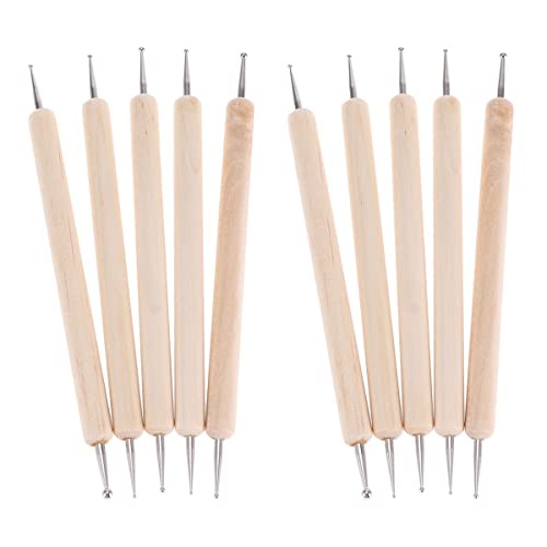 EXCLUZO 10-Piece Leather Craft Tool Set - Ball Head Embossing Stylus & Leather Press Tools for Leather Carving, Clay Modeling & Nail Art DIY | Professional Leatherworking, Jewelry Making & Crafting Supplies (Great for Leather Projects, Polymer Clay & Nail Design)