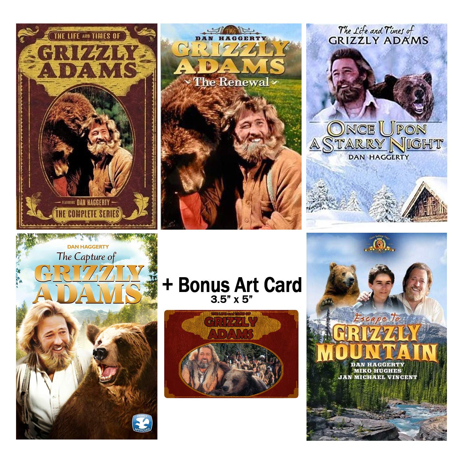 The Life and Times of Grizzly Adams: Complete TV Series Seasons 1-2 & Movies DVD Box Set with Bonus Art Card - Perfect for Nature Lovers & Classic TV Show Collectors