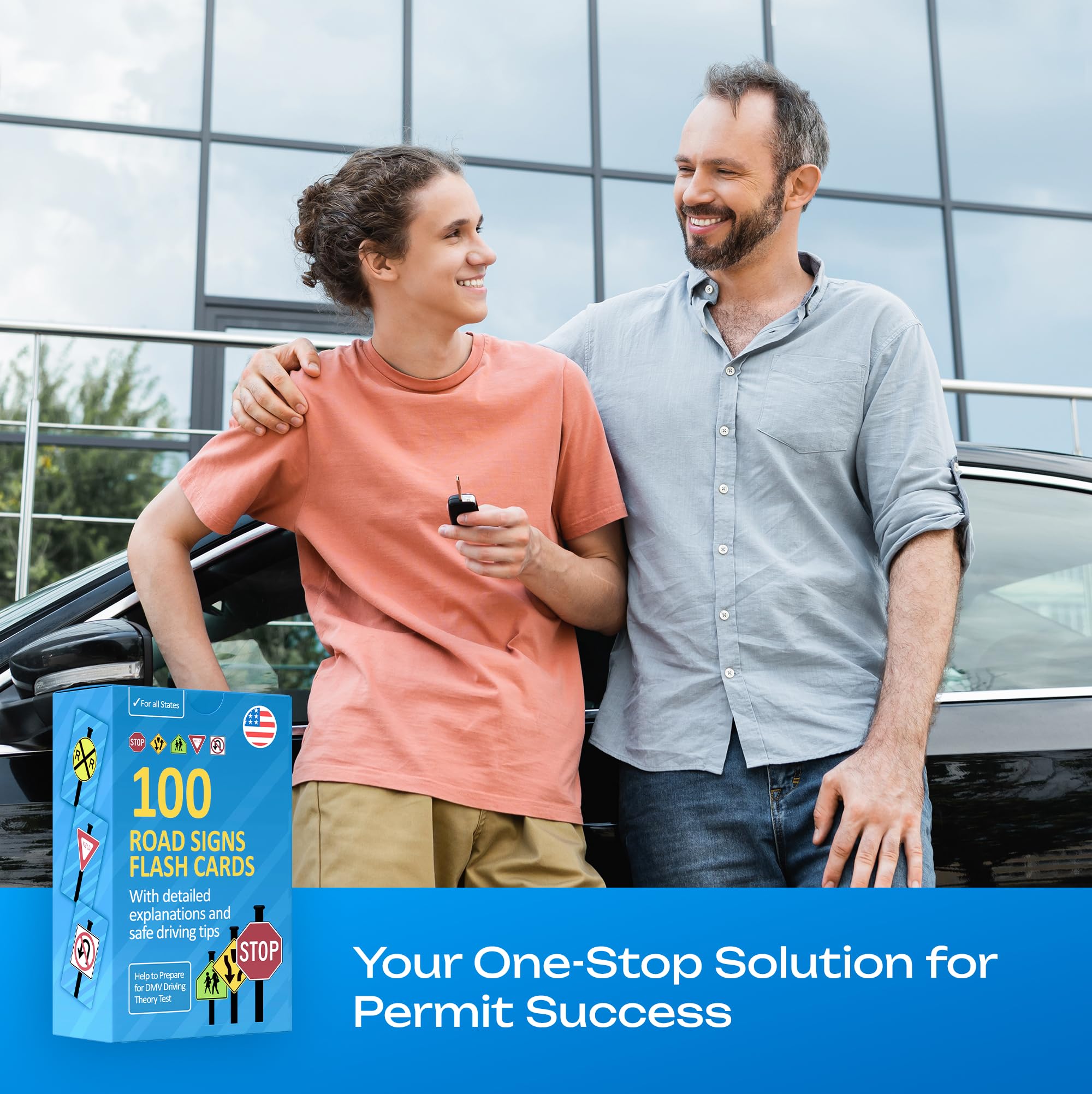 DMV Permit Test Flash Cards - Road Signs Study Cards for Driver's License Exam | Perfect for Teen Drivers & Adult Learners