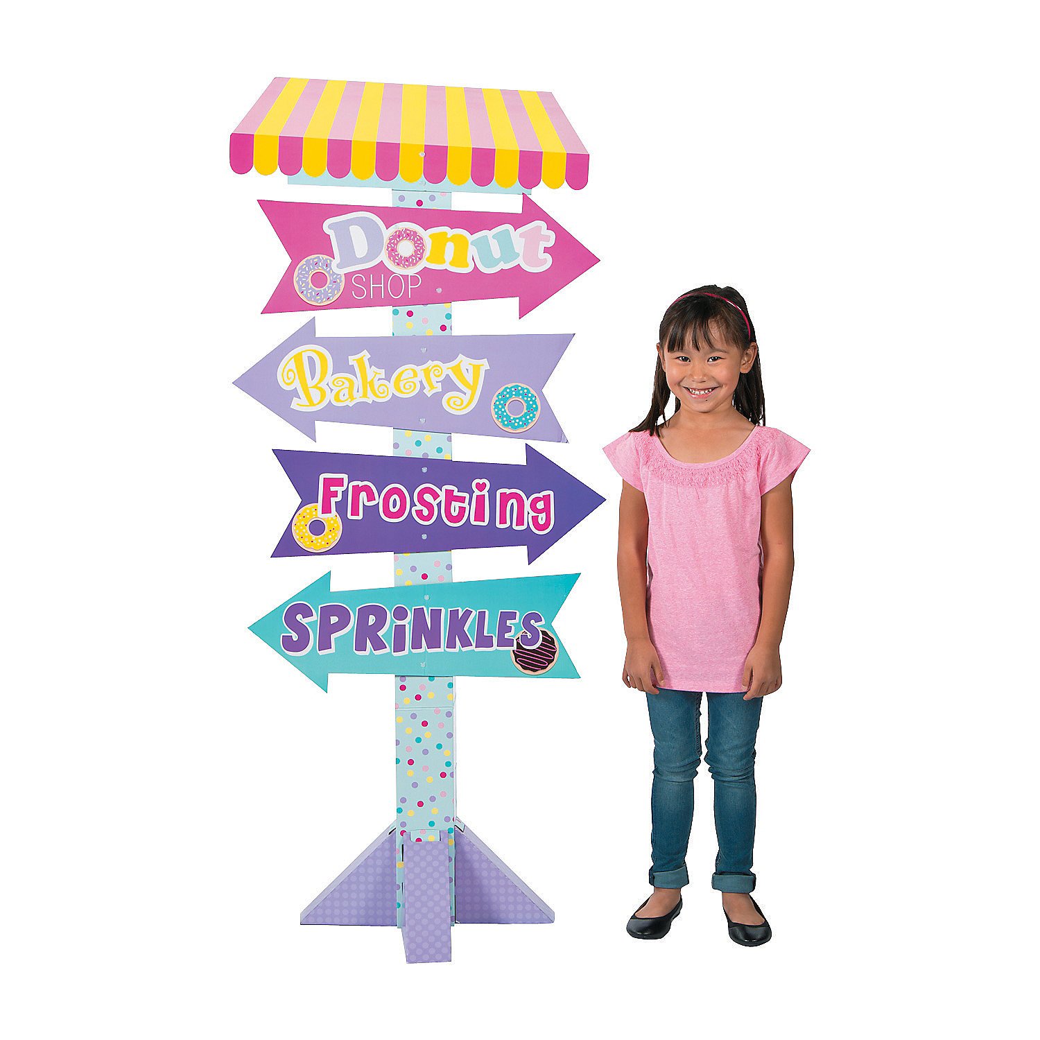 Large 4ft Donut Party Directional Sign - Fun Birthday Party Decoration for Kids, Baby Showers & Sweet 16 Celebrations