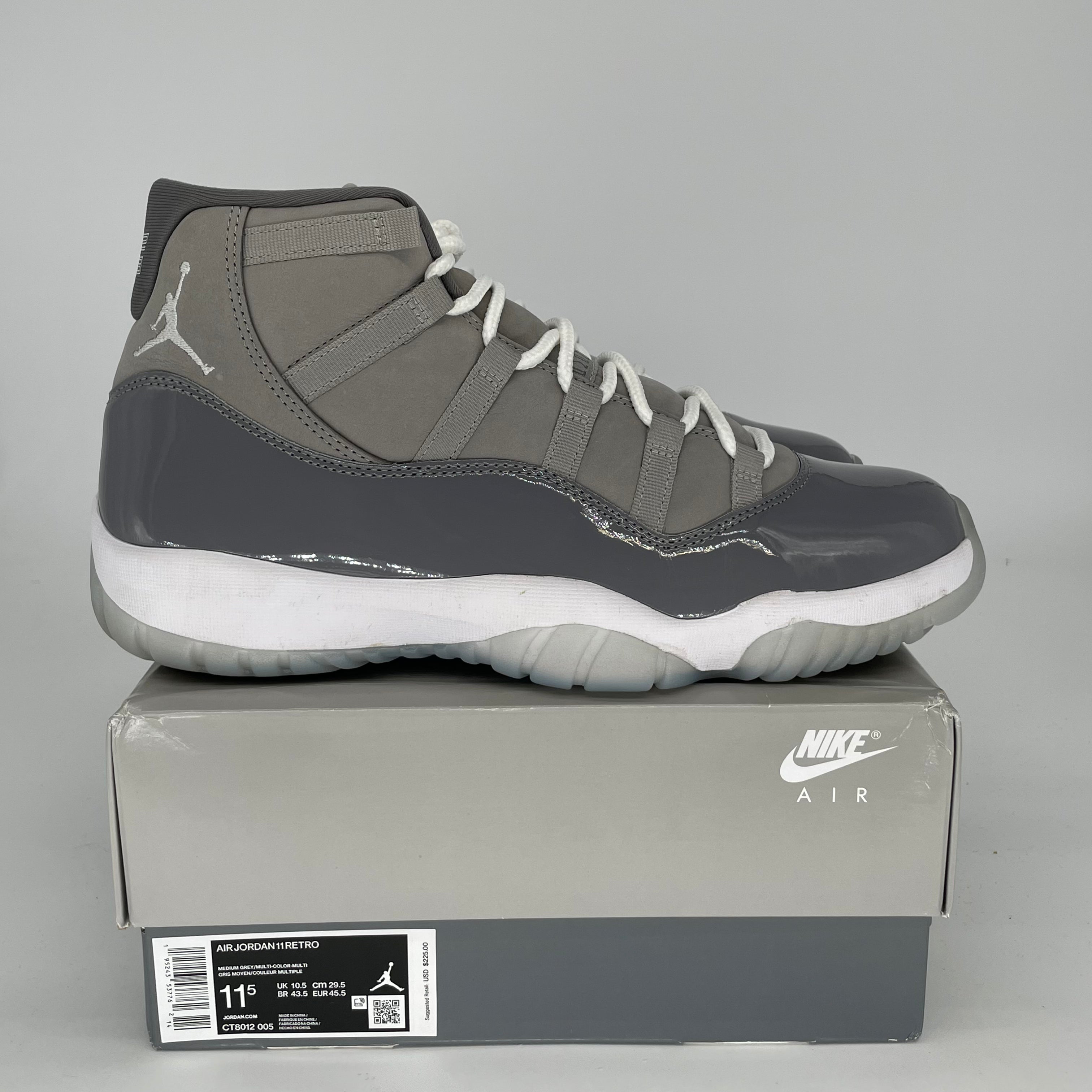 AIR JORDAN 11 RETRO COOL GREY MEN'S BASKETBALL SHOES SIZE 11.5 - CT8012-005 - Perfect for Sneaker Collectors & Basketball Players
