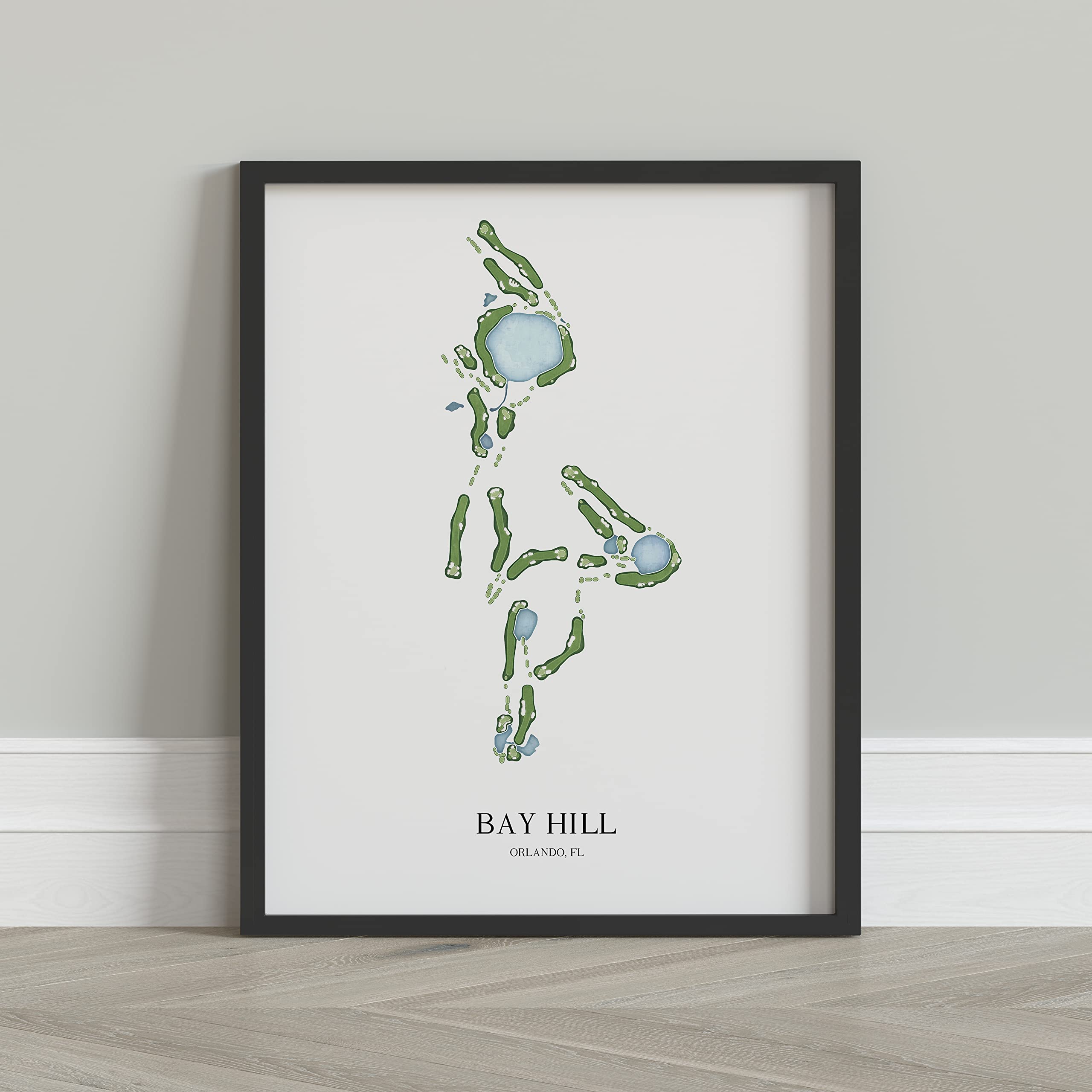 BAY HILL GOLF COURSE MAP - Framed Wall Art Decor - 12