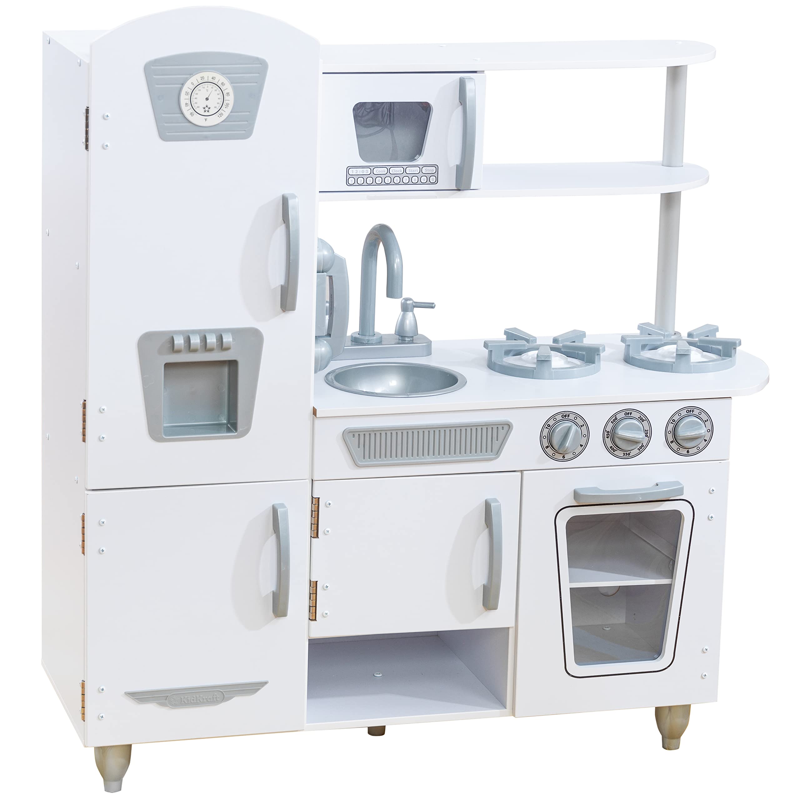 KidKraft Vintage Wooden Play Kitchen Set - White Pretend Ice Maker & Toy Phone for Kids 3+ | Pretend Cooking & Role Play for Toddlers | Perfect Gift for Birthday & Christmas